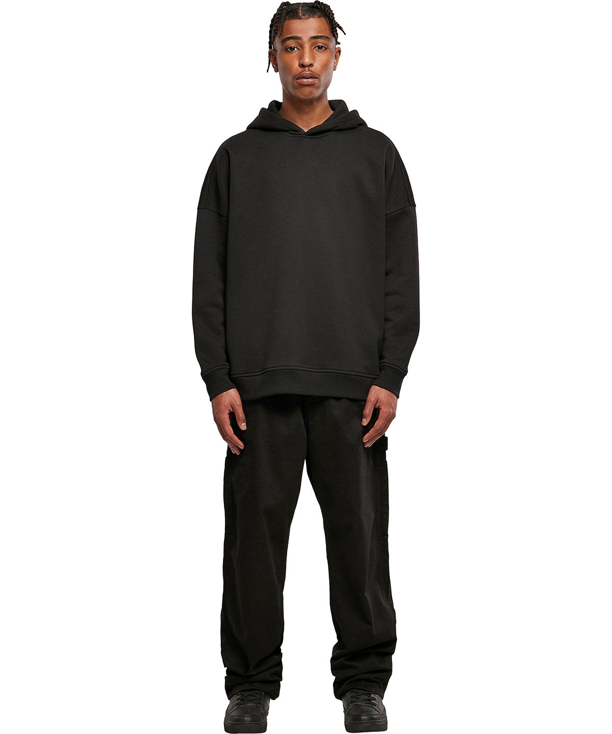 Build Your Brand Oversized cut-on sleeve hoodie, lifestyle photo