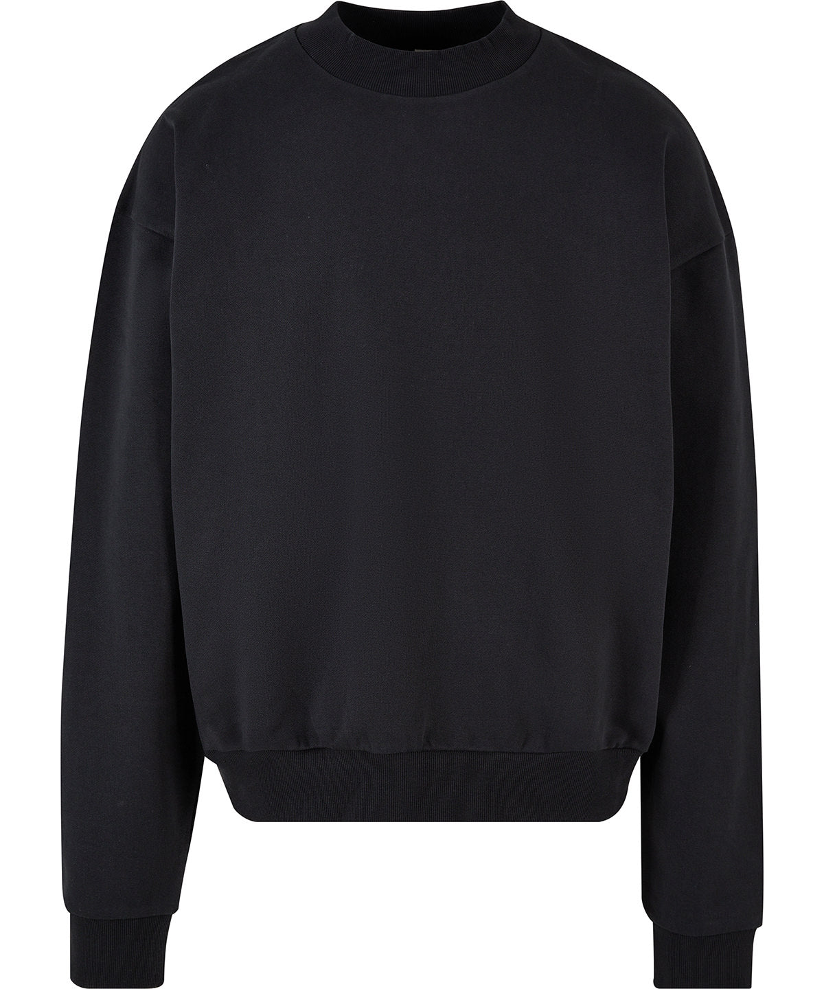 Build Your Brand Ultra-heavy cotton crew neck in Black, front view