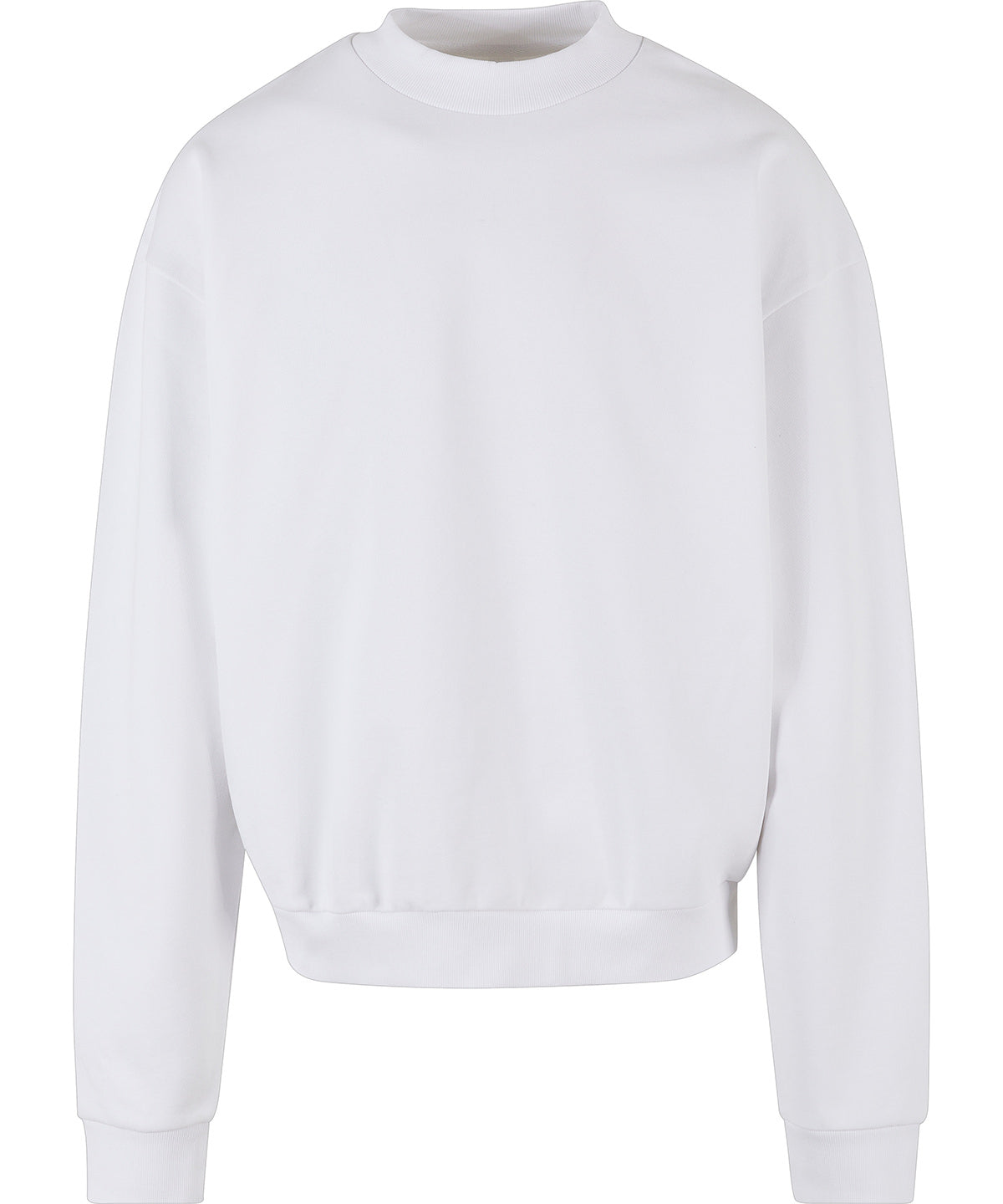 Build Your Brand Ultra-heavy cotton crew neck in White, front view