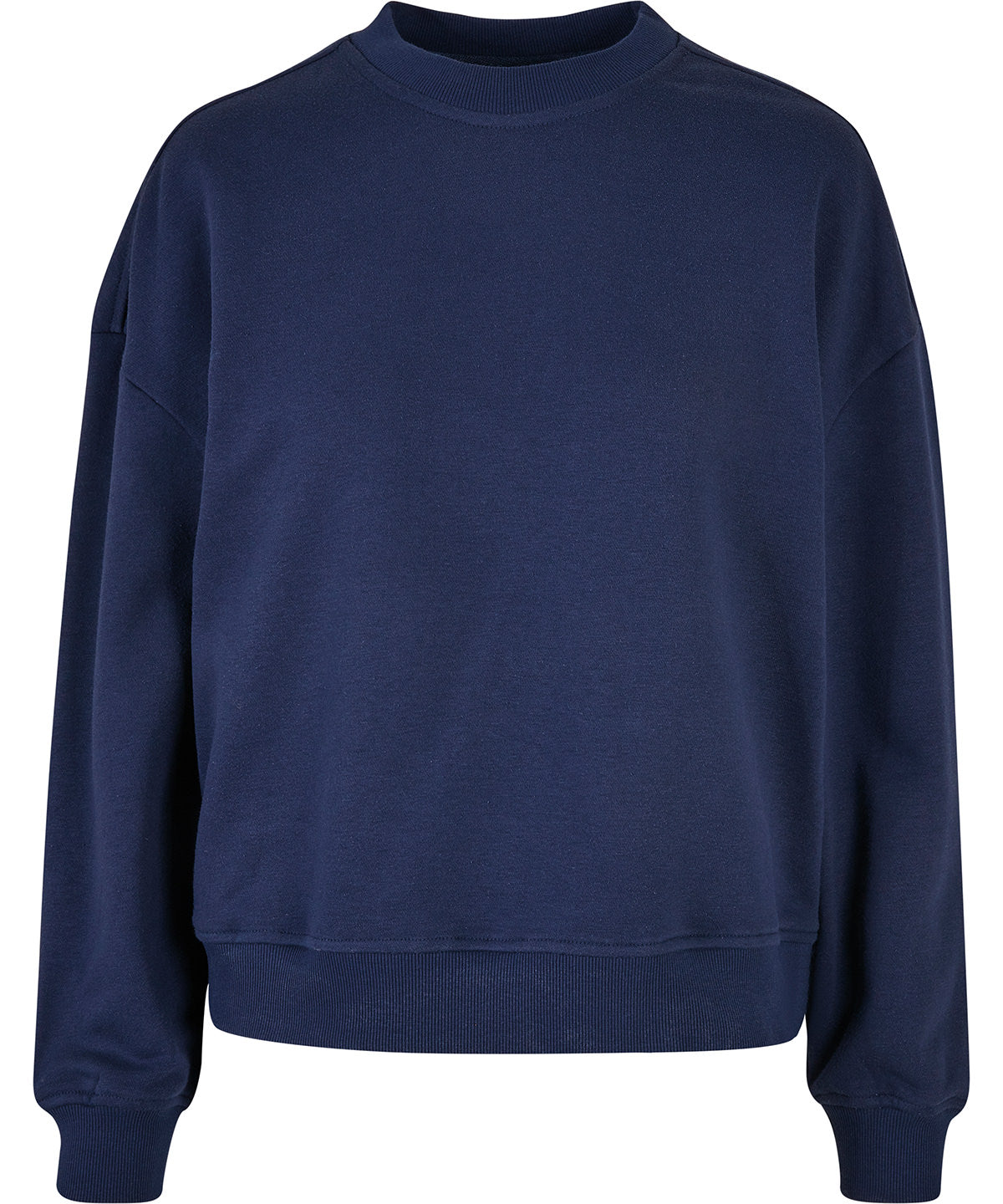 Build Your Brand Women’s oversized crew neck sweatshirt in Light Navy, front view