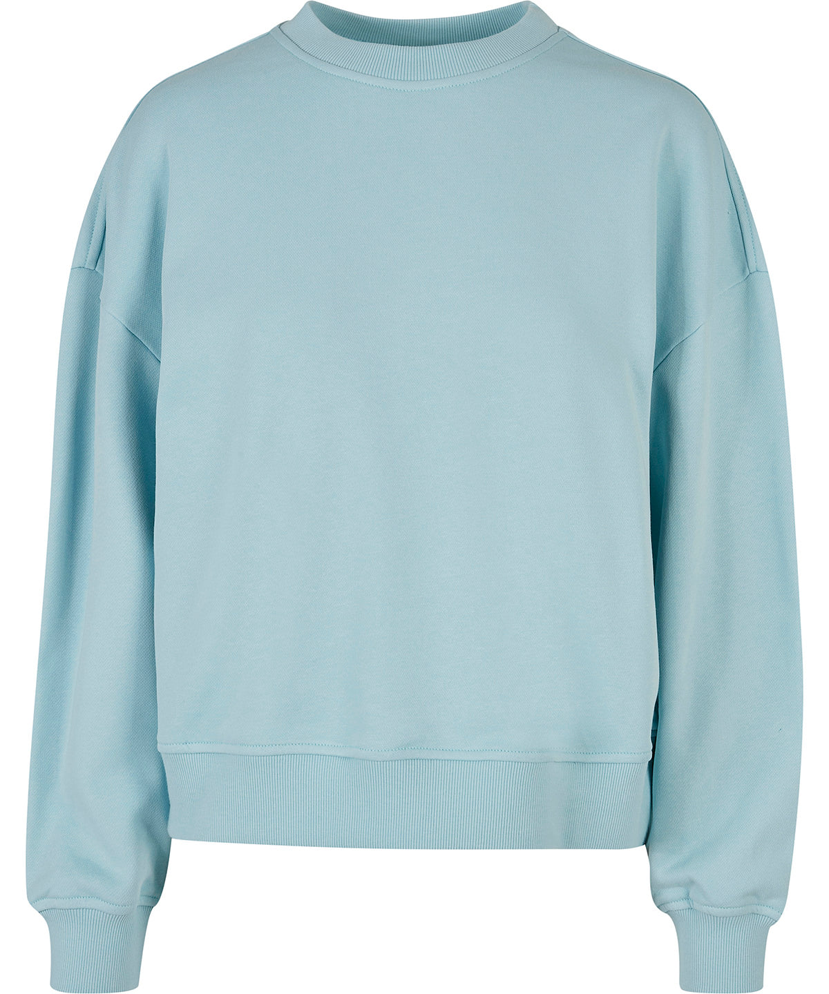 Build Your Brand Women’s oversized crew neck sweatshirt in Ocean Blue, front view