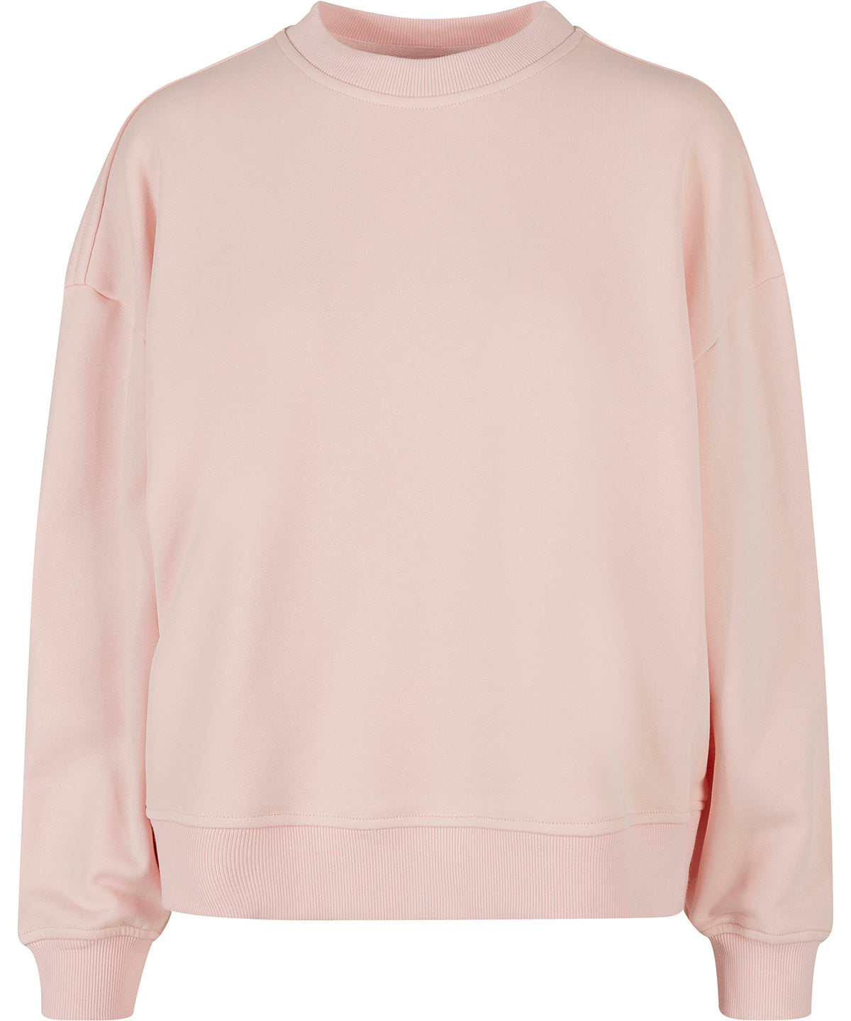Build Your Brand Women’s oversized crew neck sweatshirt in Pink, front view