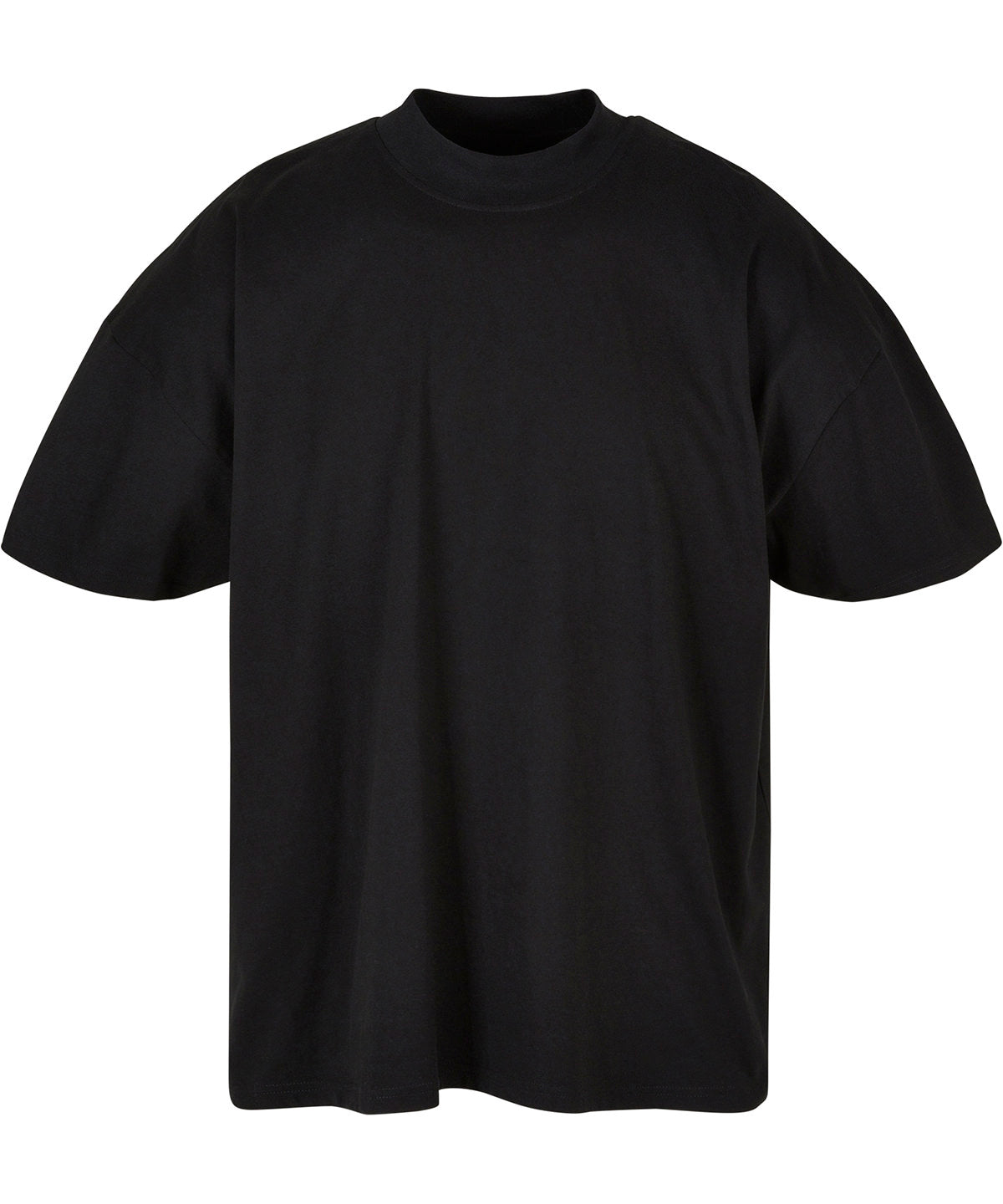 Build Your Brand Oversized mock neck tee in Black, front view