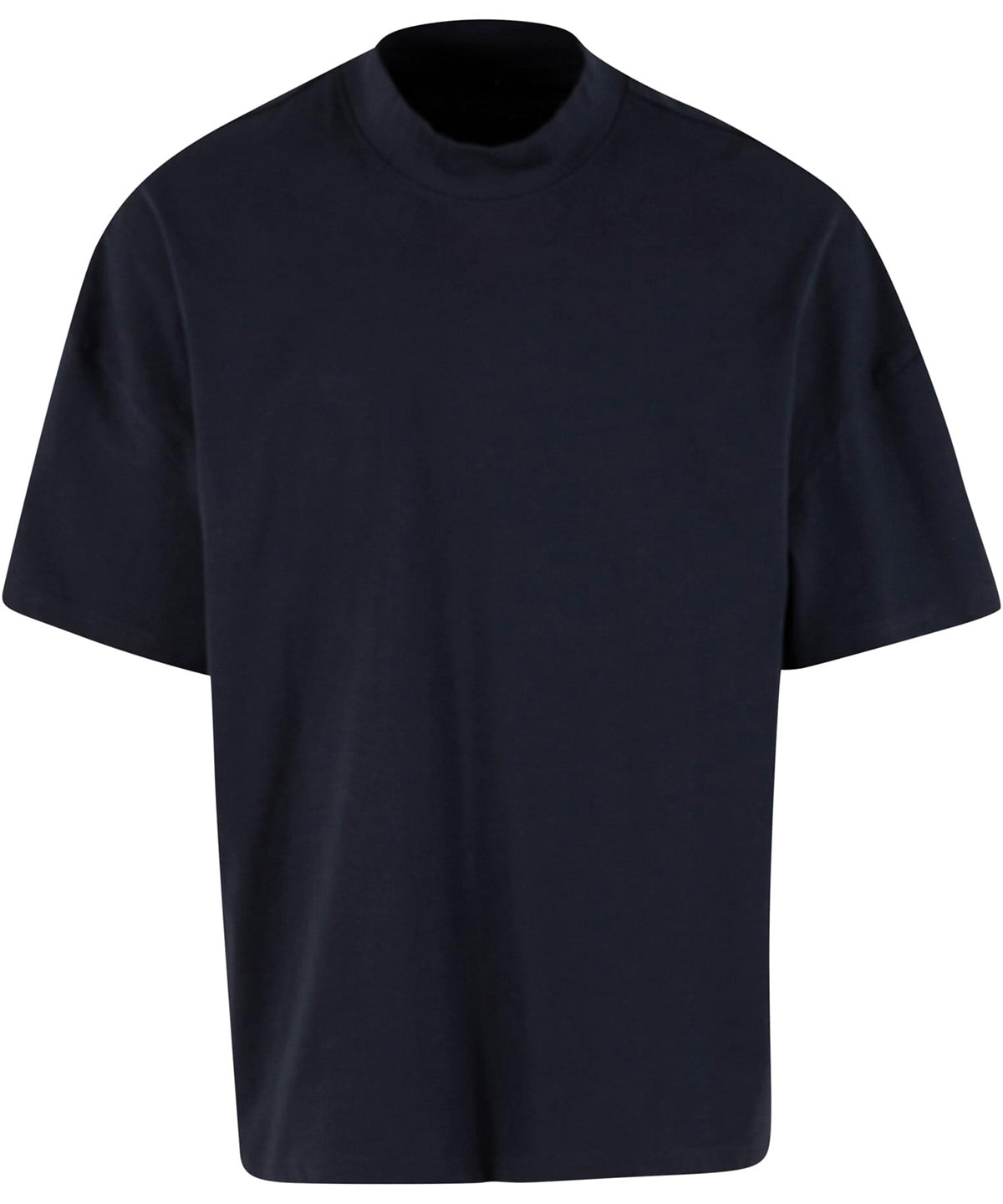 Build Your Brand Oversized mock neck tee in Navy, front view
