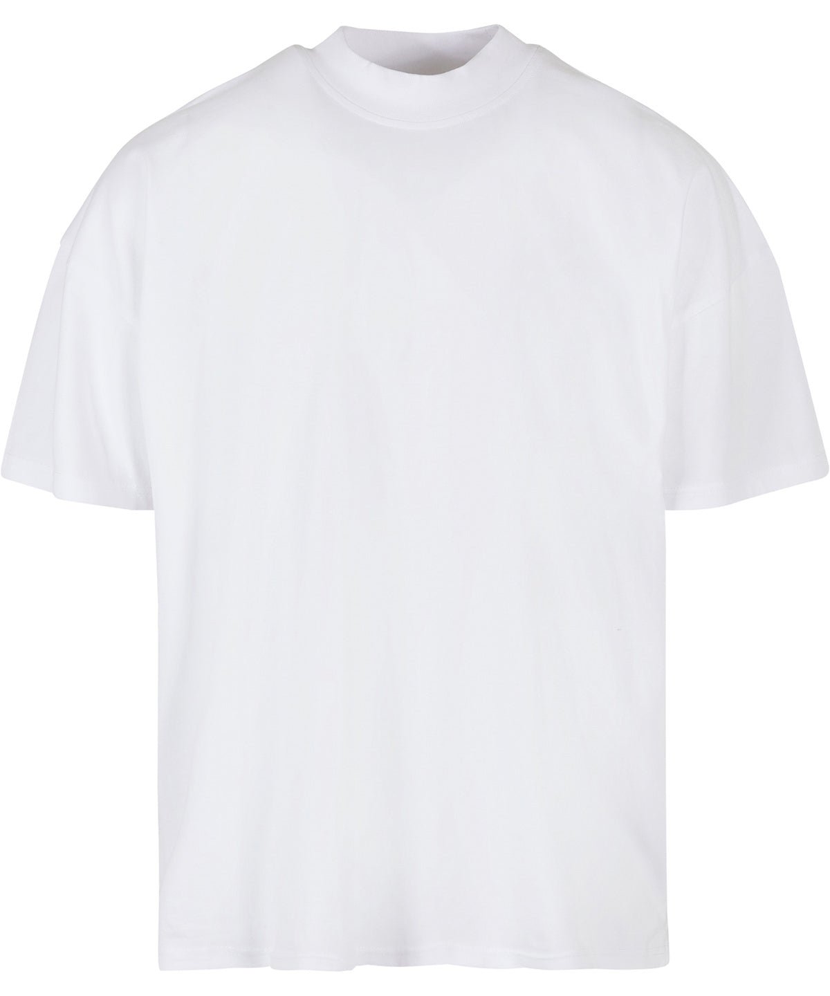 Build Your Brand Oversized mock neck tee in White, front view