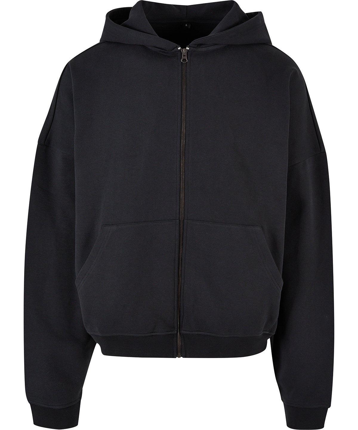 Build Your Brand 90s zip hoodie in Black, front view