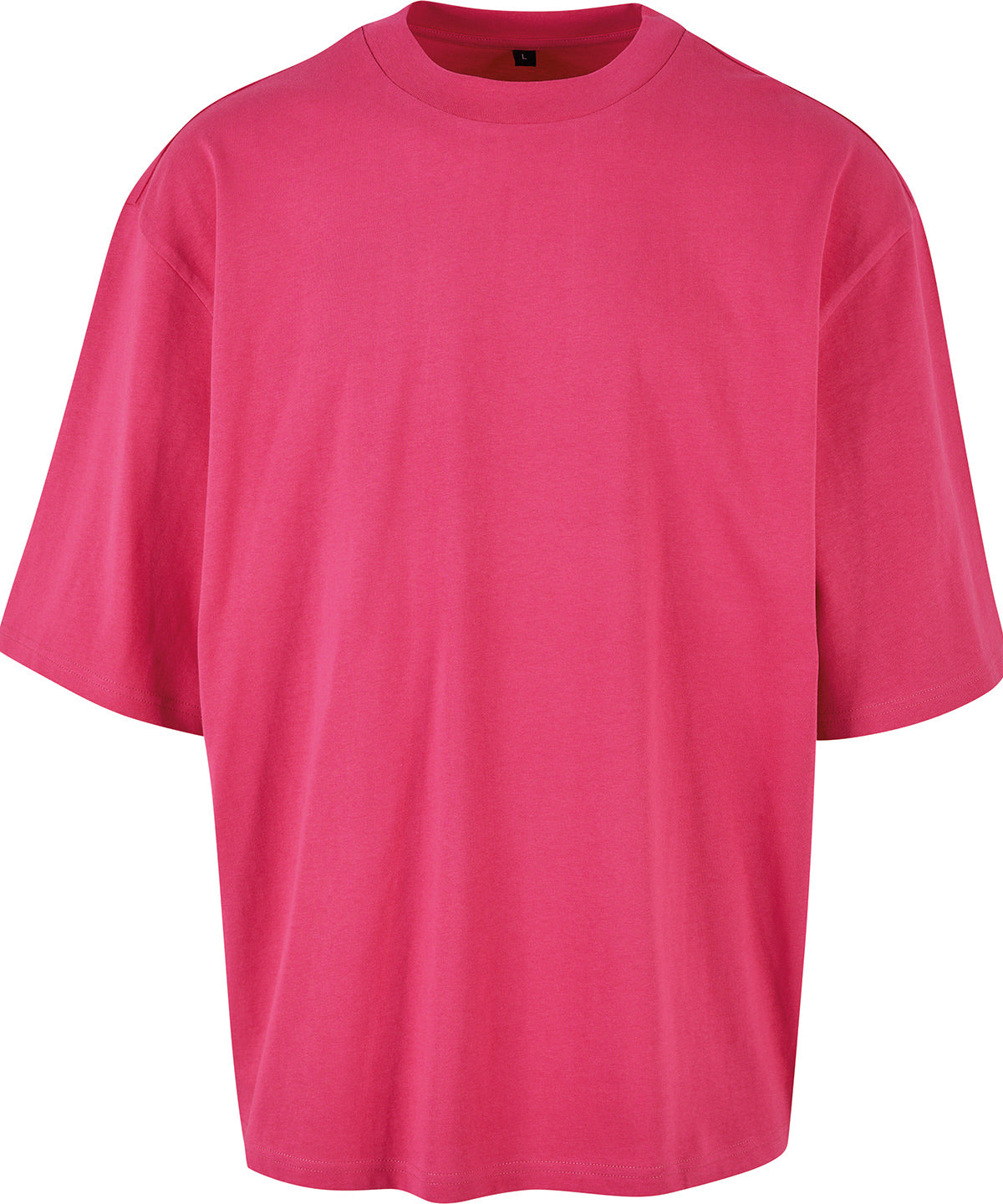 Build Your Brand Oversized sleeve tee in Hibiskus Pink, front view