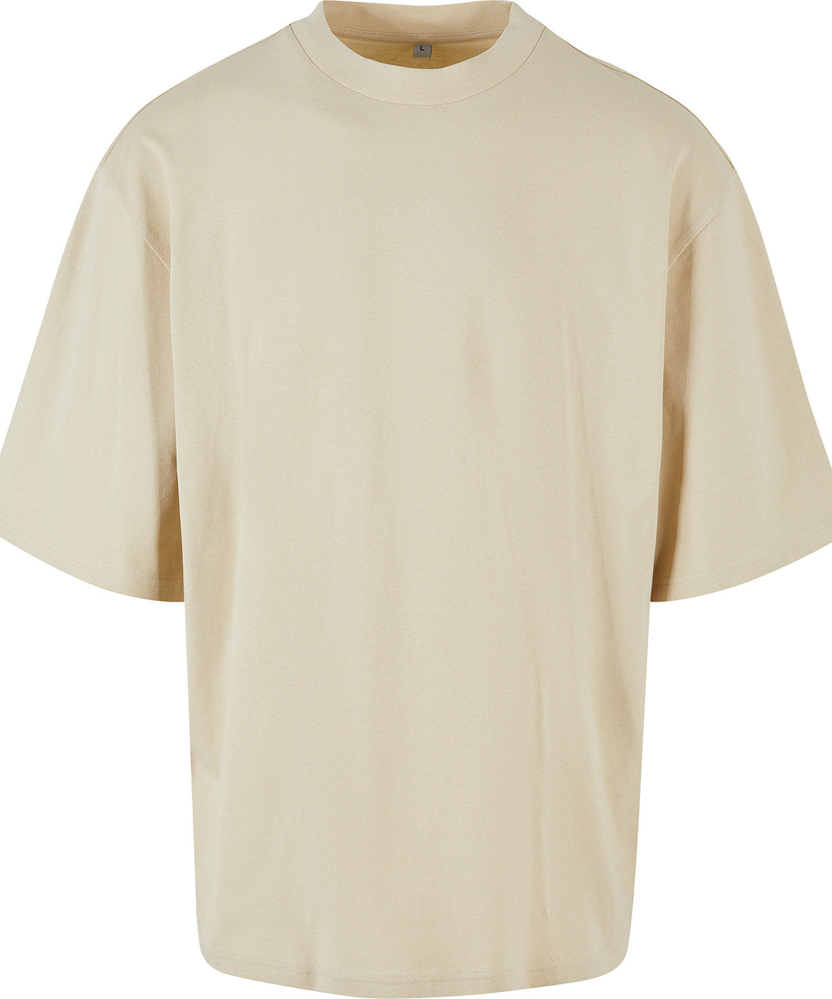 Build Your Brand Oversized sleeve tee in Sand, front view