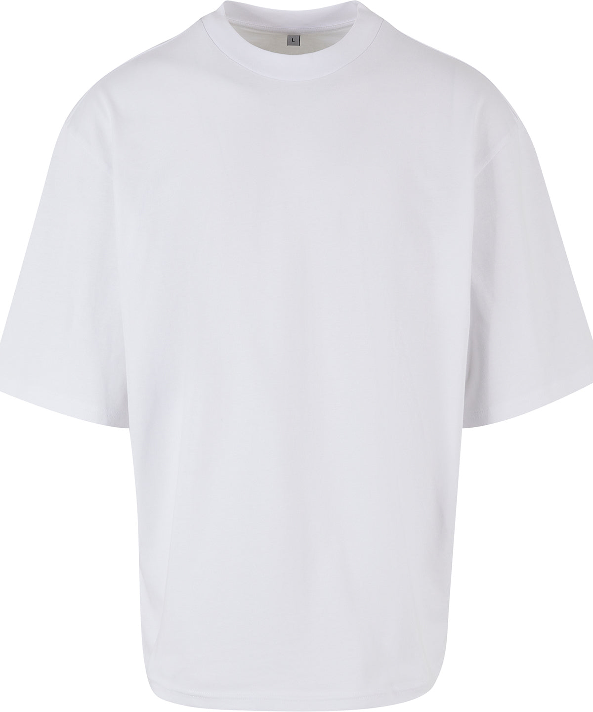 Build Your Brand Oversized sleeve tee in White, front view