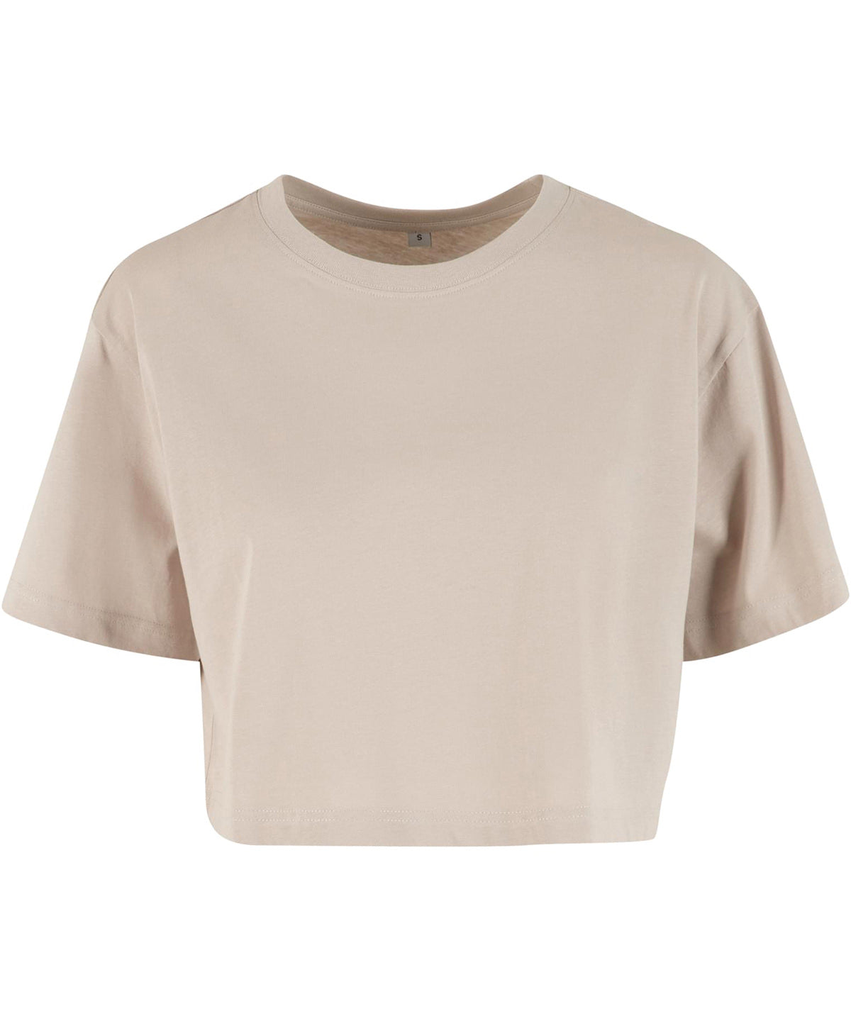 Build Your Brand Women’s short oversized tee in Cloud, front view