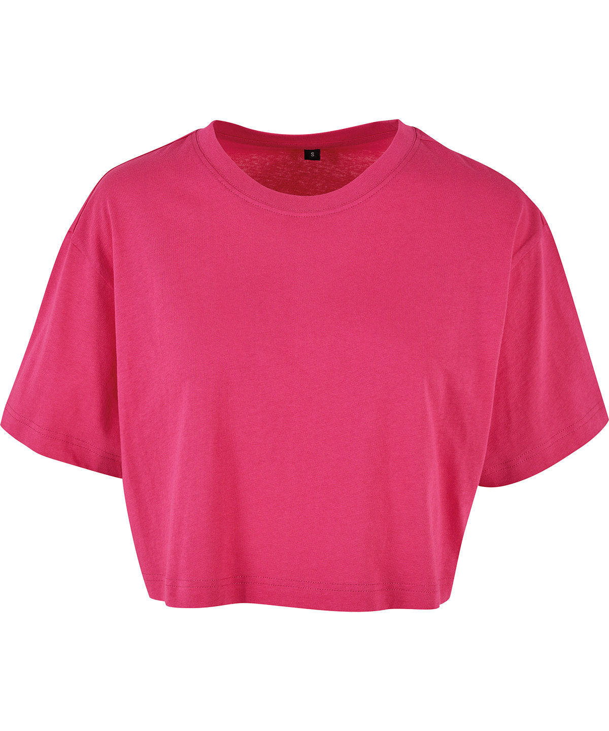 Build Your Brand Women’s short oversized tee in Hibiskus Pink, front view