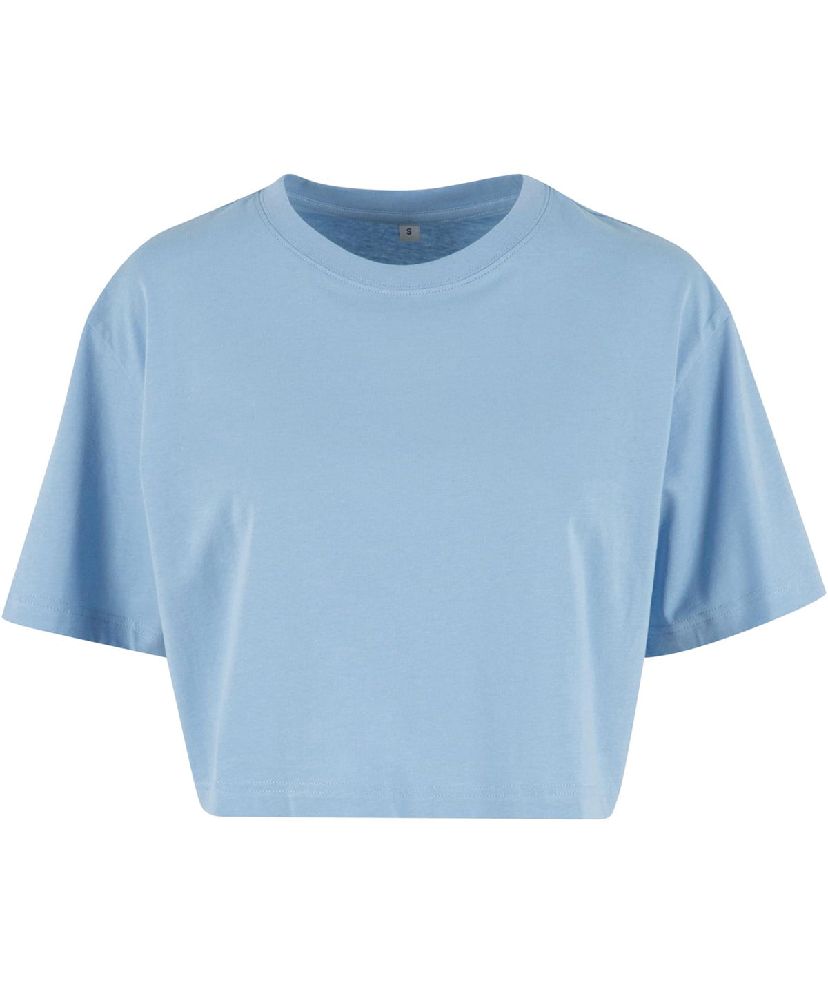 Build Your Brand Women’s short oversized tee in Powder Blue, front view