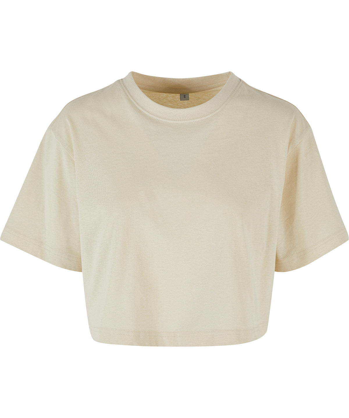 Build Your Brand Women’s short oversized tee in Sand, front view