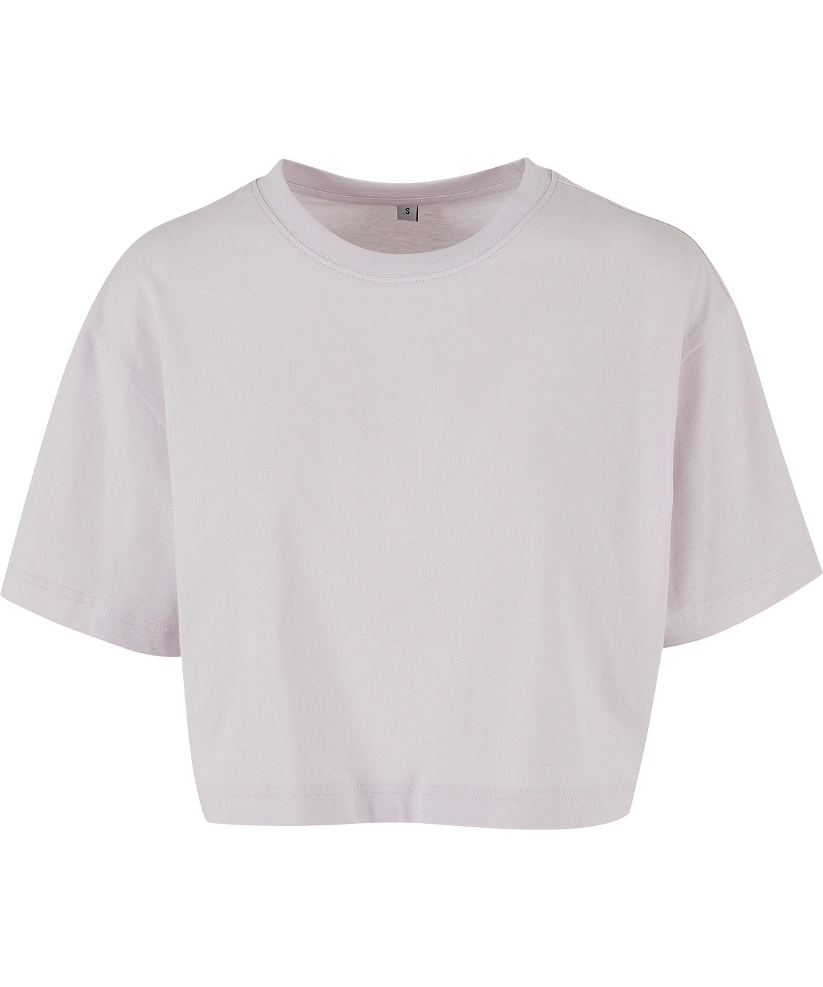 Build Your Brand Women’s short oversized tee in Soft Lilac, front view