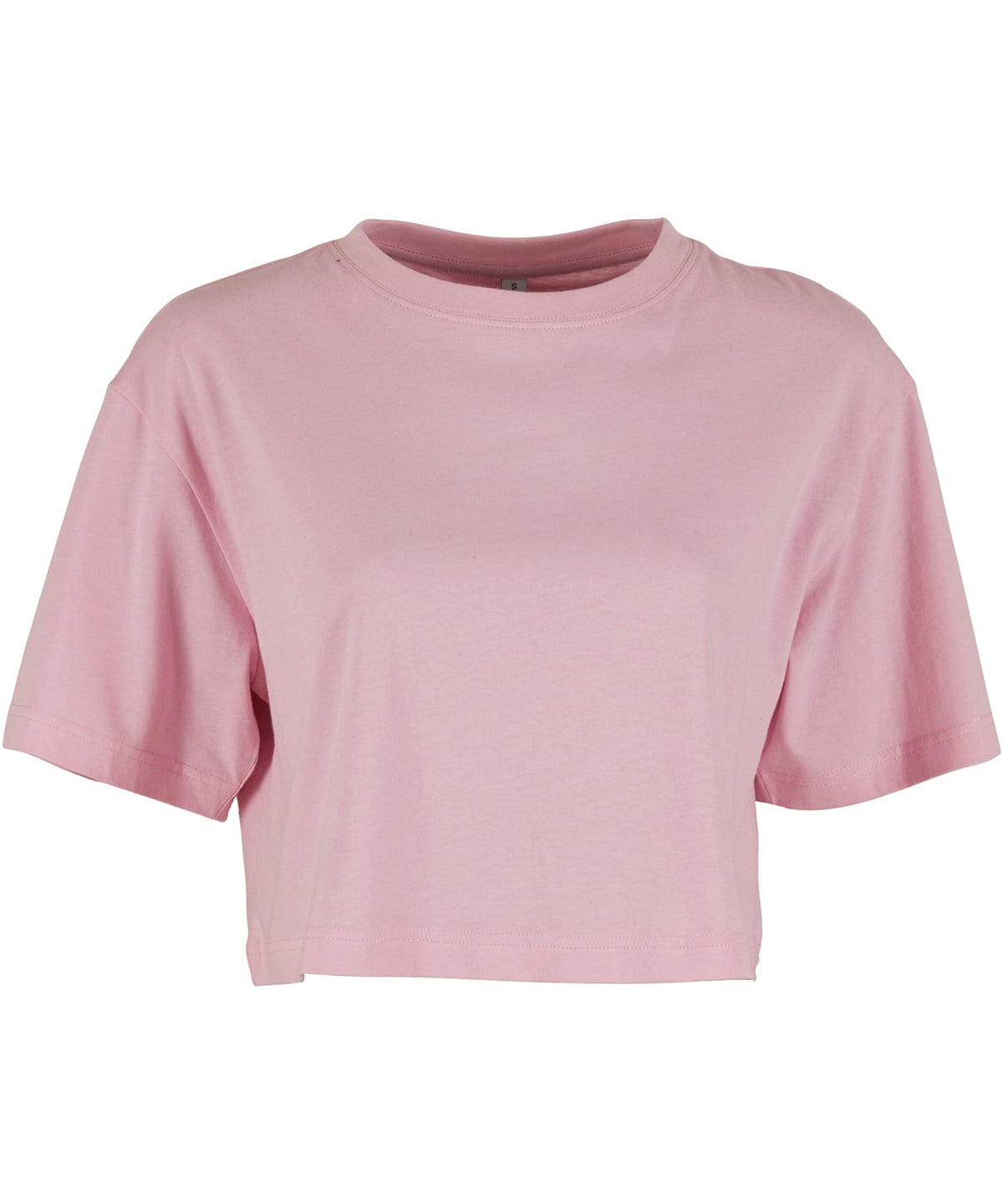 Build Your Brand Women’s short oversized tee in Soft Pink, front view