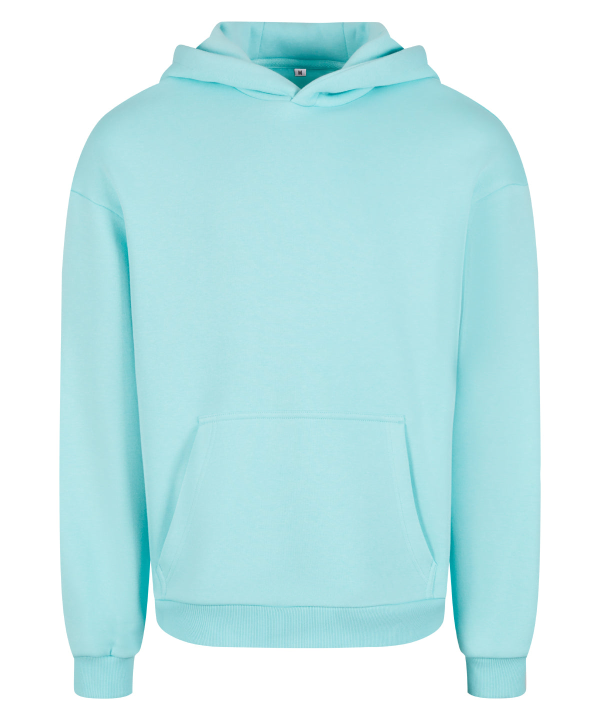 Build Your Brand Fluffy hoodie in Beryl Blue, front view
