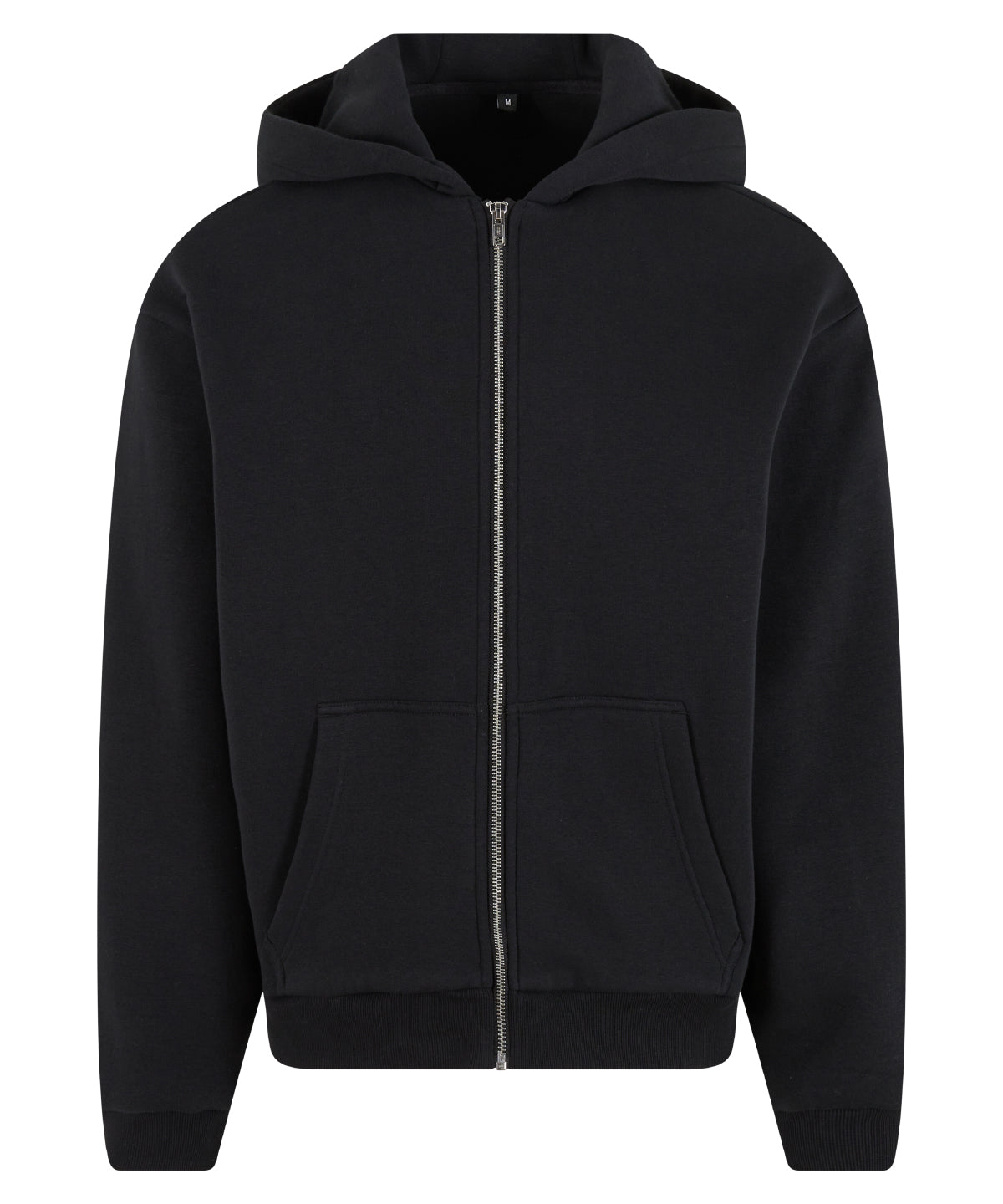 Build Your Brand Fluffy zip hoodie in Black, front view
