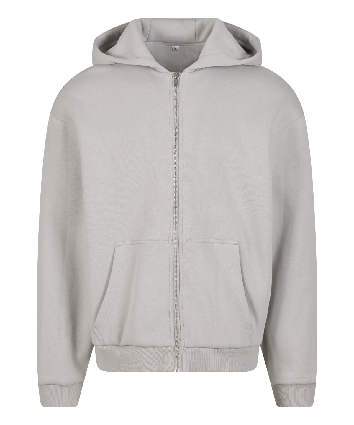Build Your Brand Fluffy zip hoodie in Light Asphalt, front view