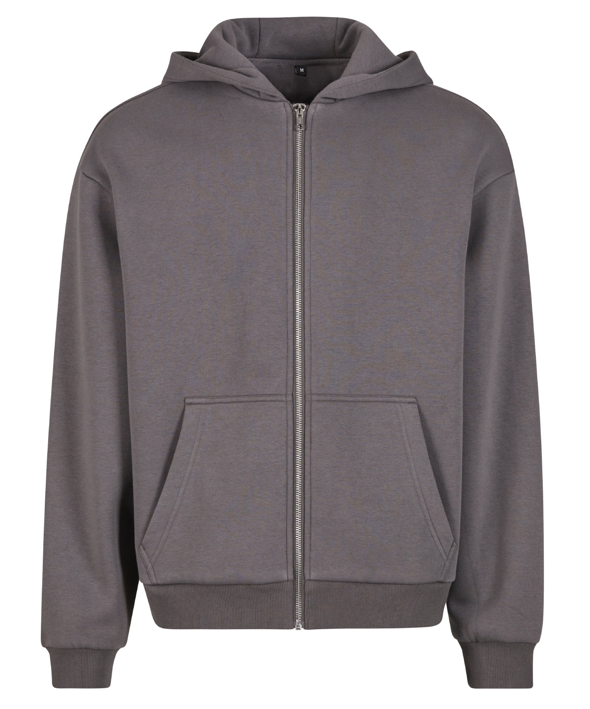 Build Your Brand Fluffy zip hoodie in Magnet, front view