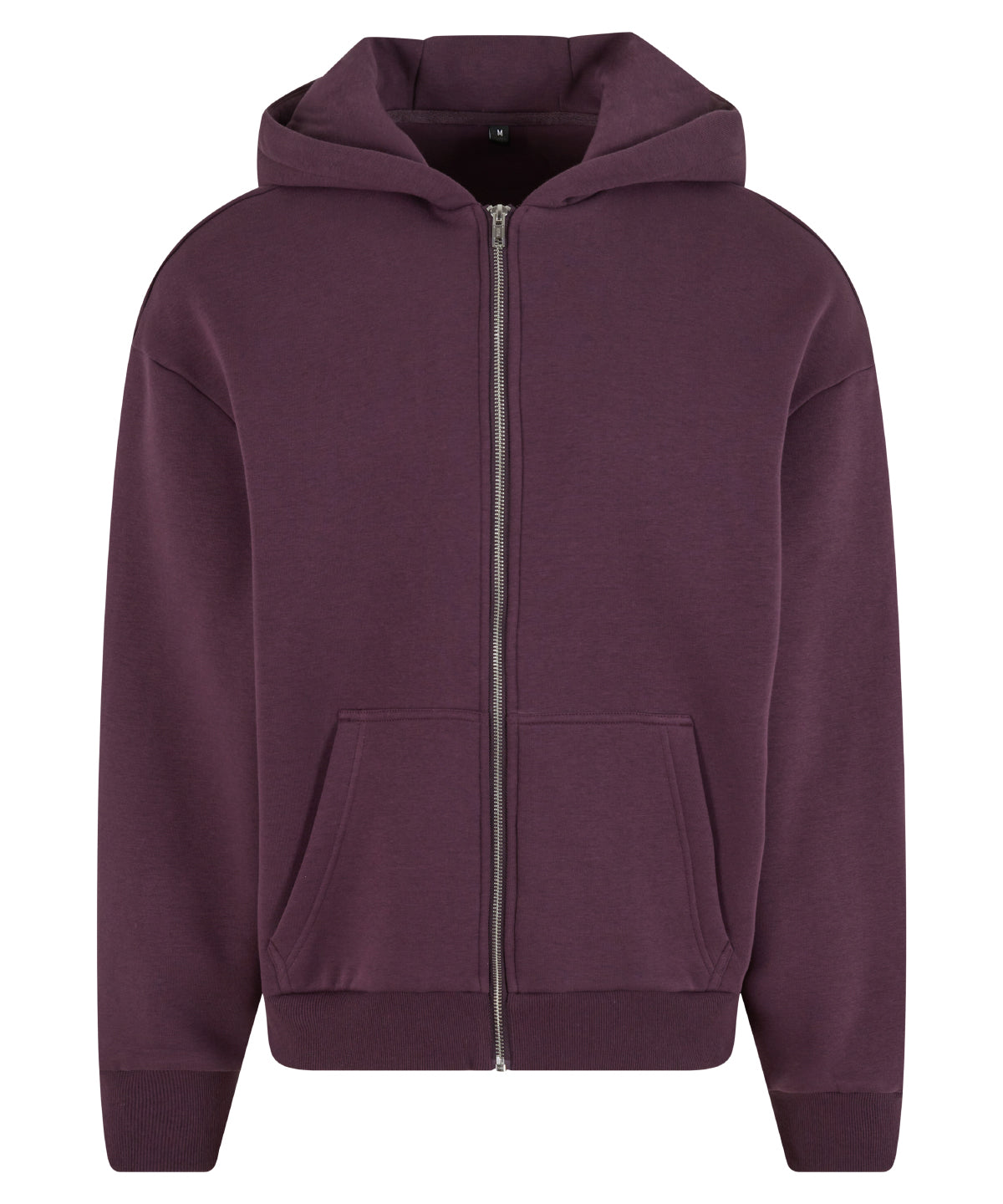 Build Your Brand Fluffy zip hoodie in Plum Purple, front view
