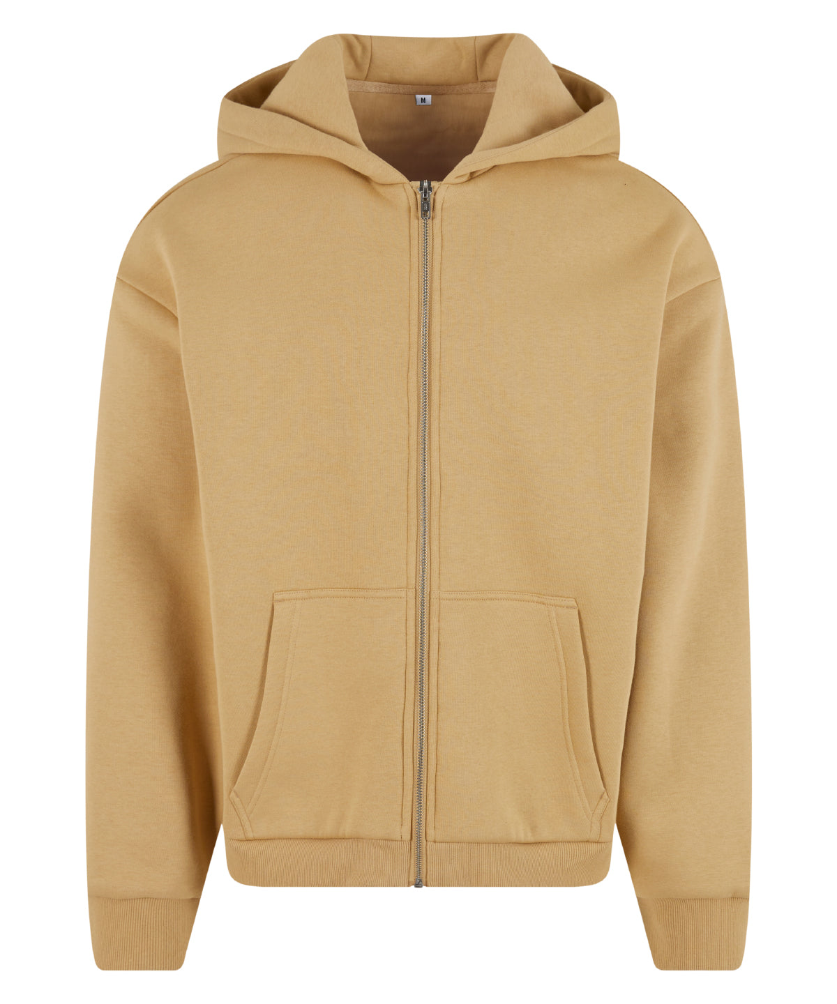 Build Your Brand Fluffy zip hoodie in Union Beige, front view