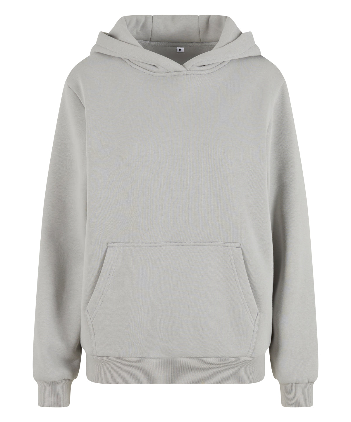 Build Your Brand Women’s fluffy hoodie in Light Asphalt, front view