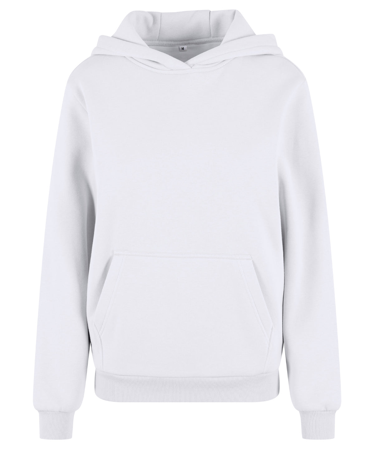 Build Your Brand Women’s fluffy hoodie in White, front view