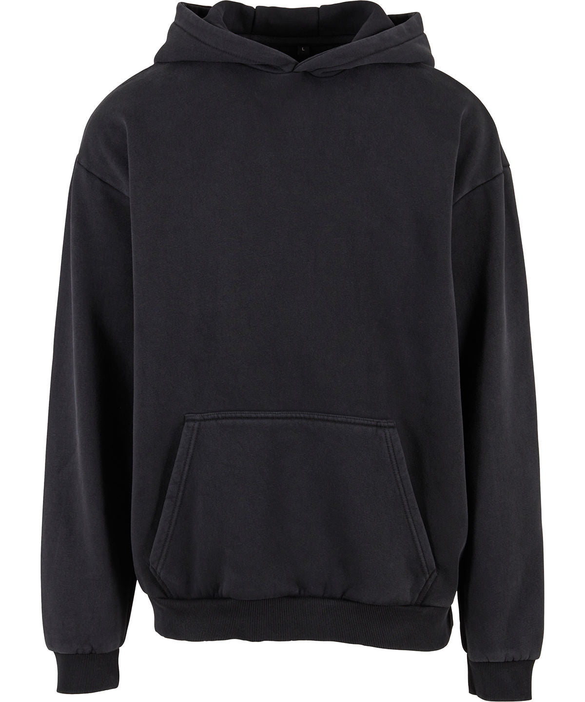 Build Your Brand Vintage heavy hoodie in Black, front view