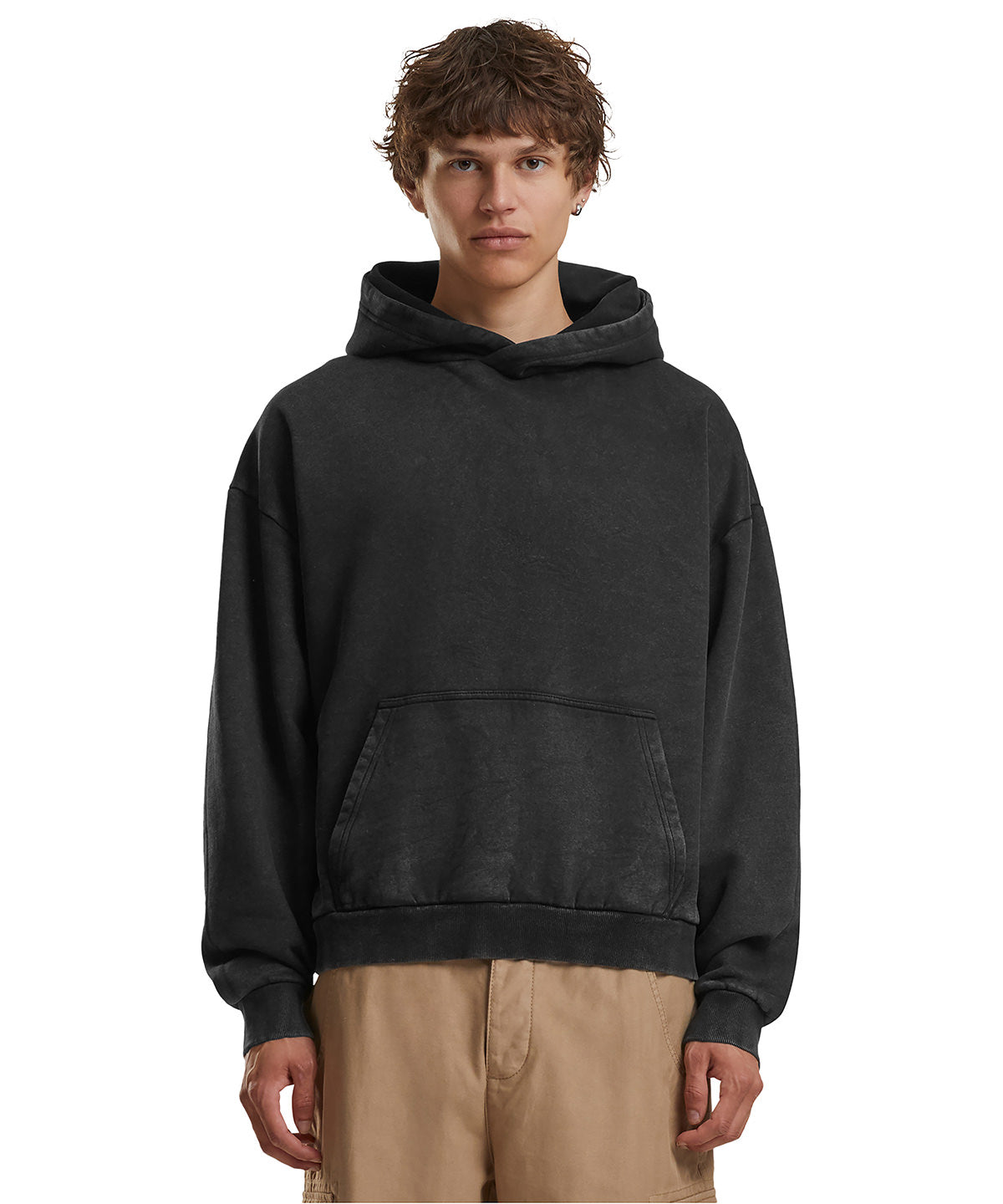Build Your Brand Vintage heavy hoodie, lifestyle photo