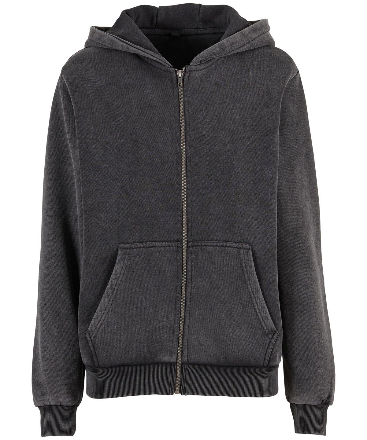 Build Your Brand Women’s vintage heavy zip hoodie in Magnet, front view