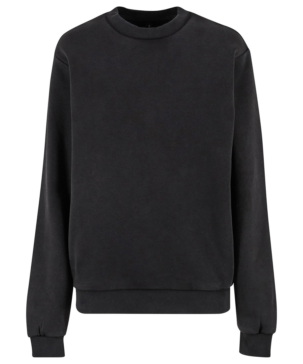 Build Your Brand Women’s vintage heavy crew neck in Black, front view