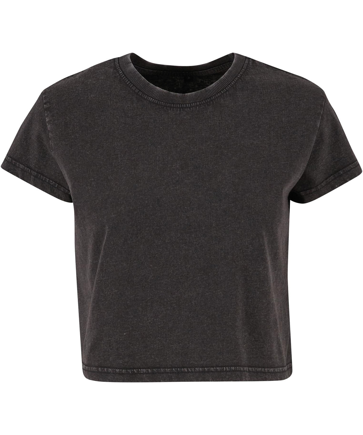 Build Your Brand Women’s vintage cropped tee in Black, front view