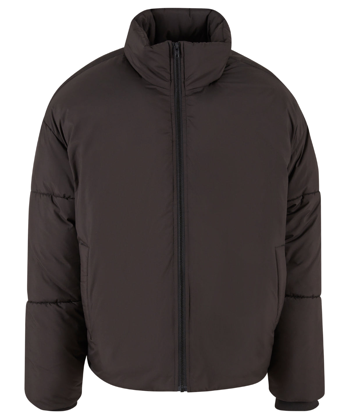 Build Your Brand Oversized puffer jacket in Black, front view