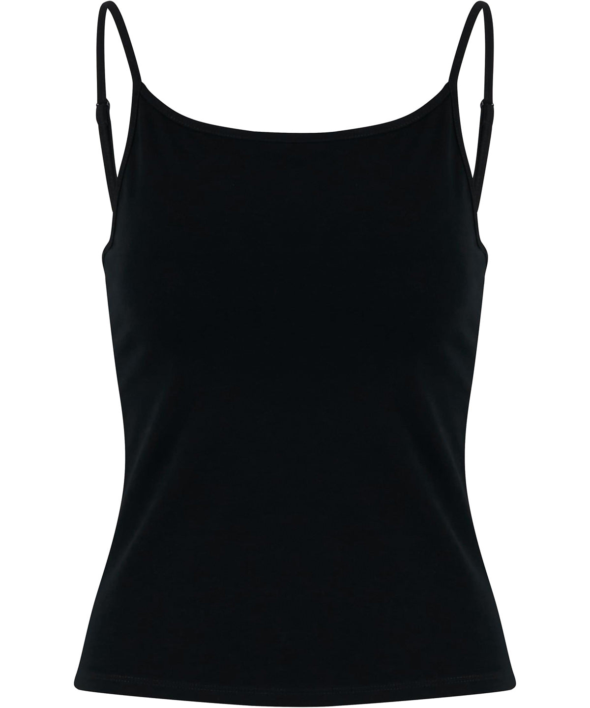 Build Your Brand Women’s stretch Jersey short slim top in Black, front view