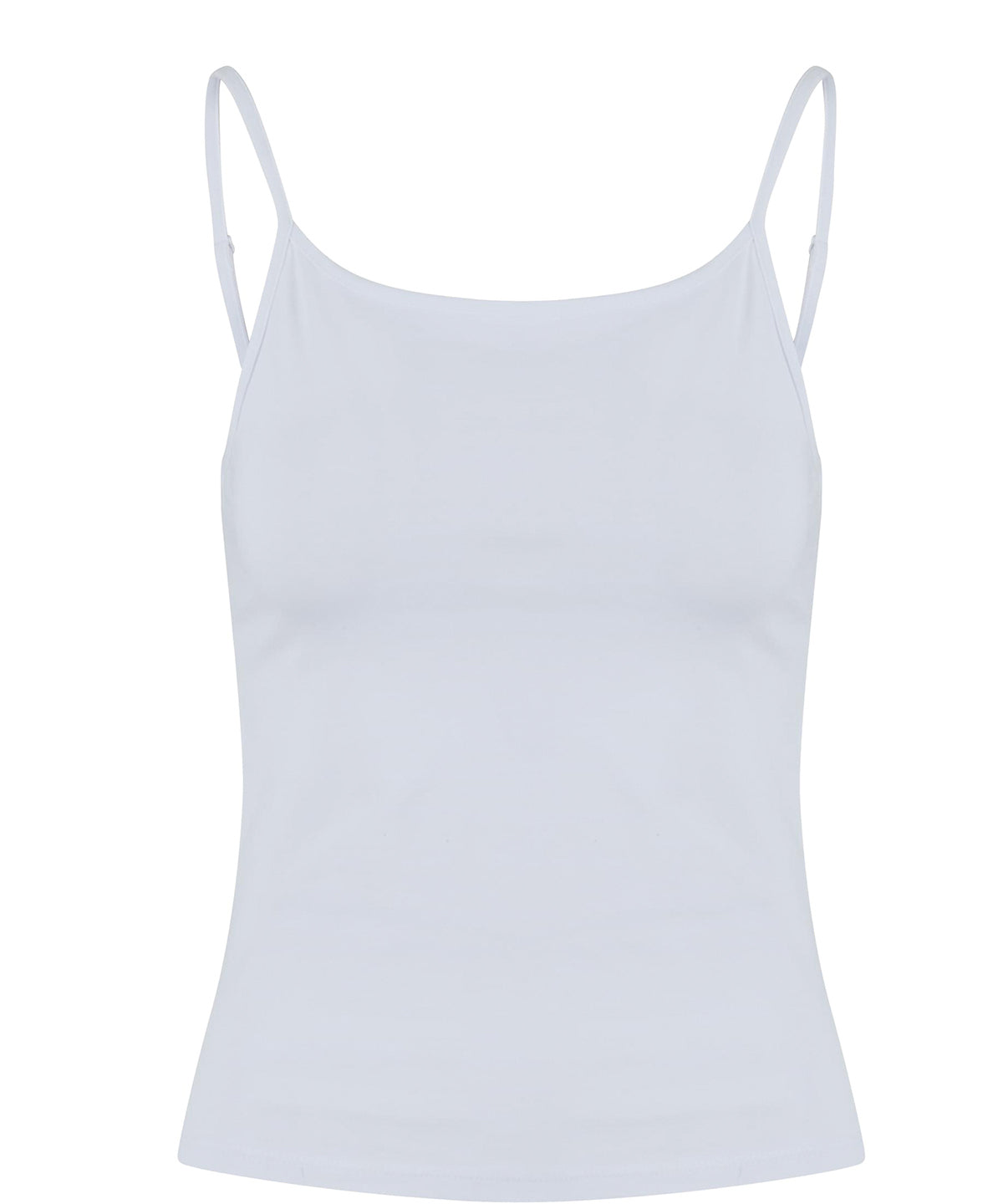 Build Your Brand Women’s stretch Jersey short slim top in White, front view