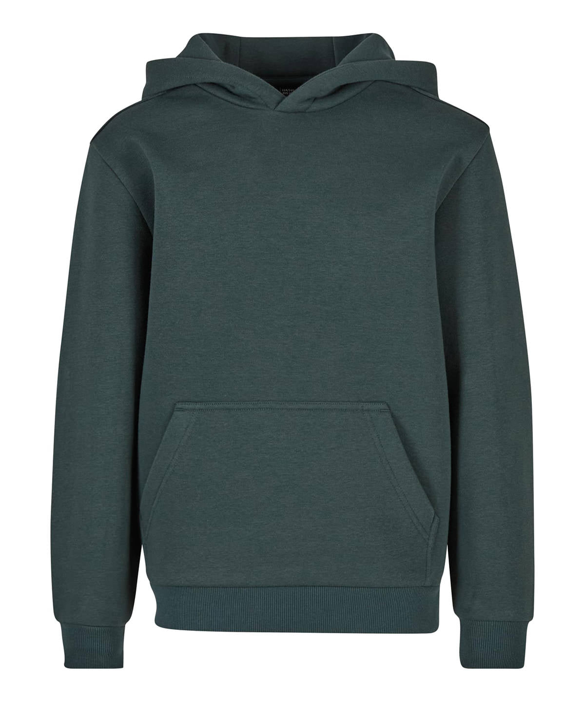 Build Your Brand Kids fluffy hoodie in Bottle Green, front view