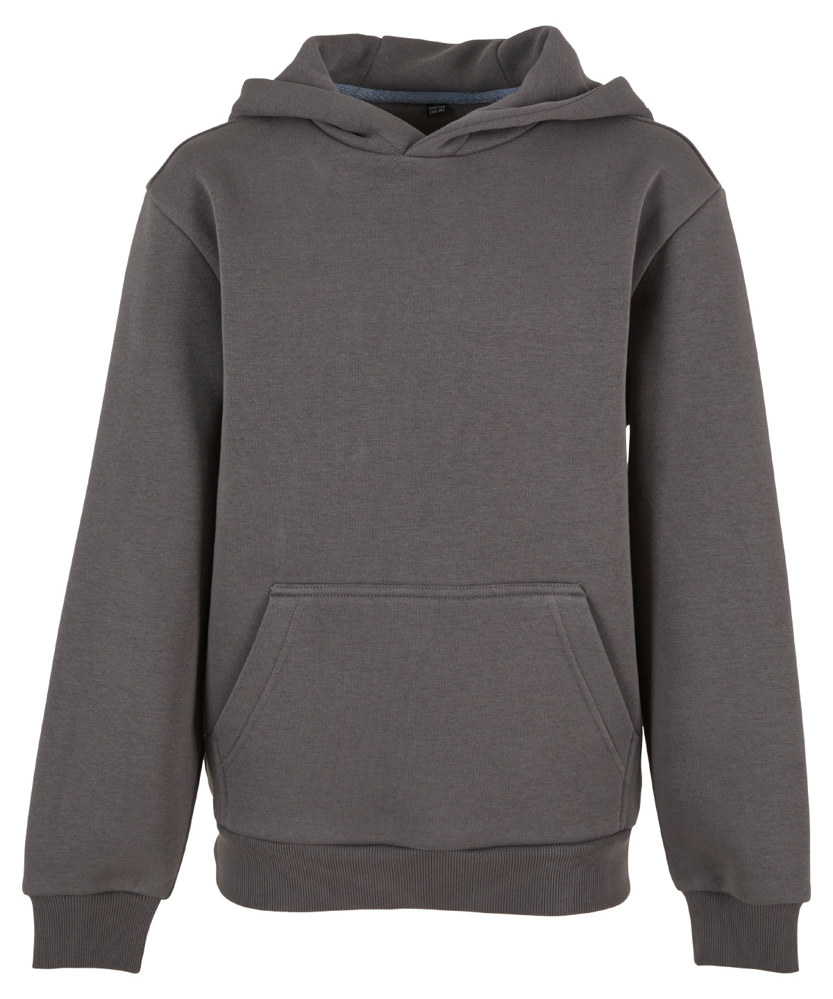 Build Your Brand Kids fluffy hoodie in Magnet, front view