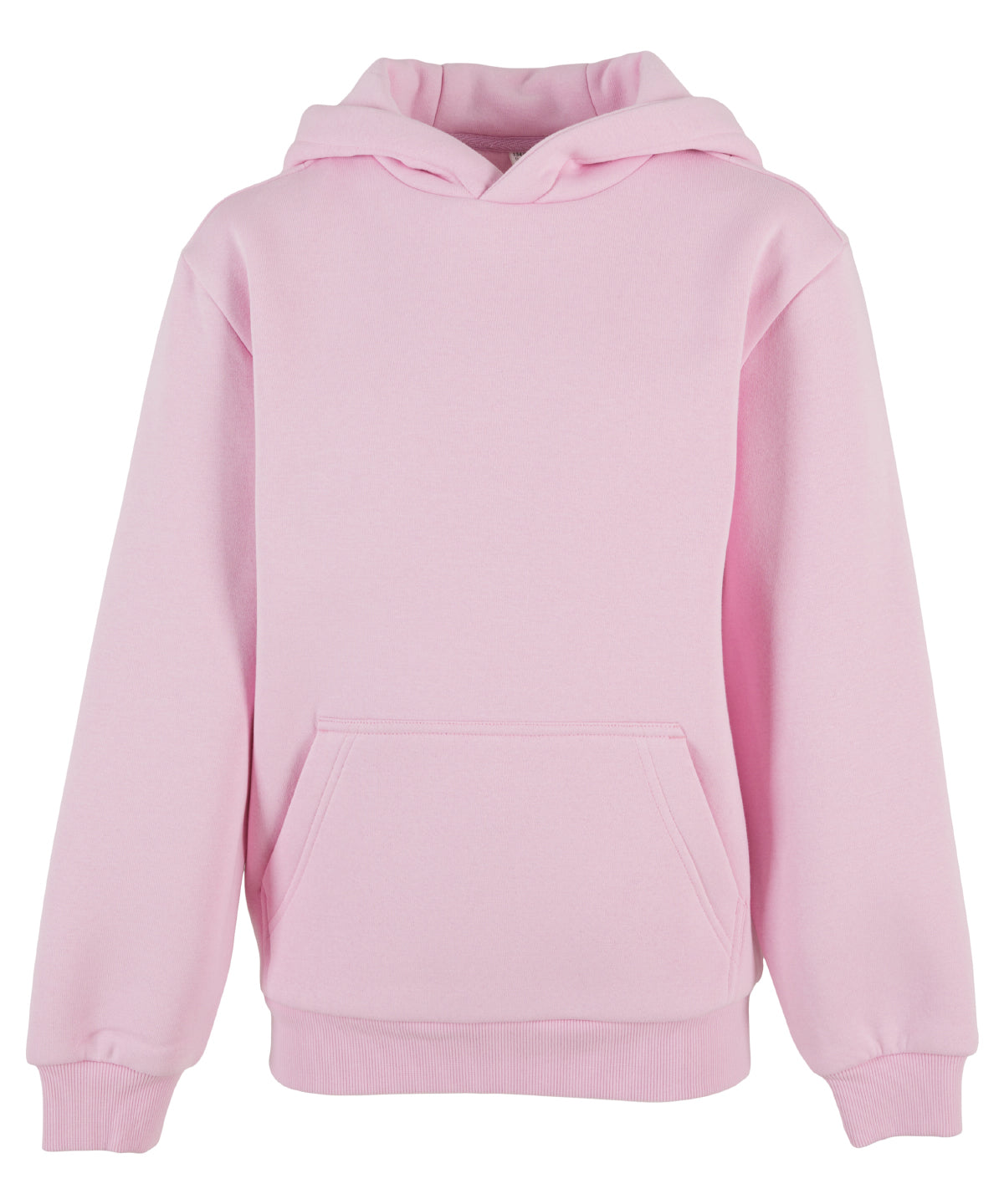 Build Your Brand Kids fluffy hoodie in Soft Pink, front view