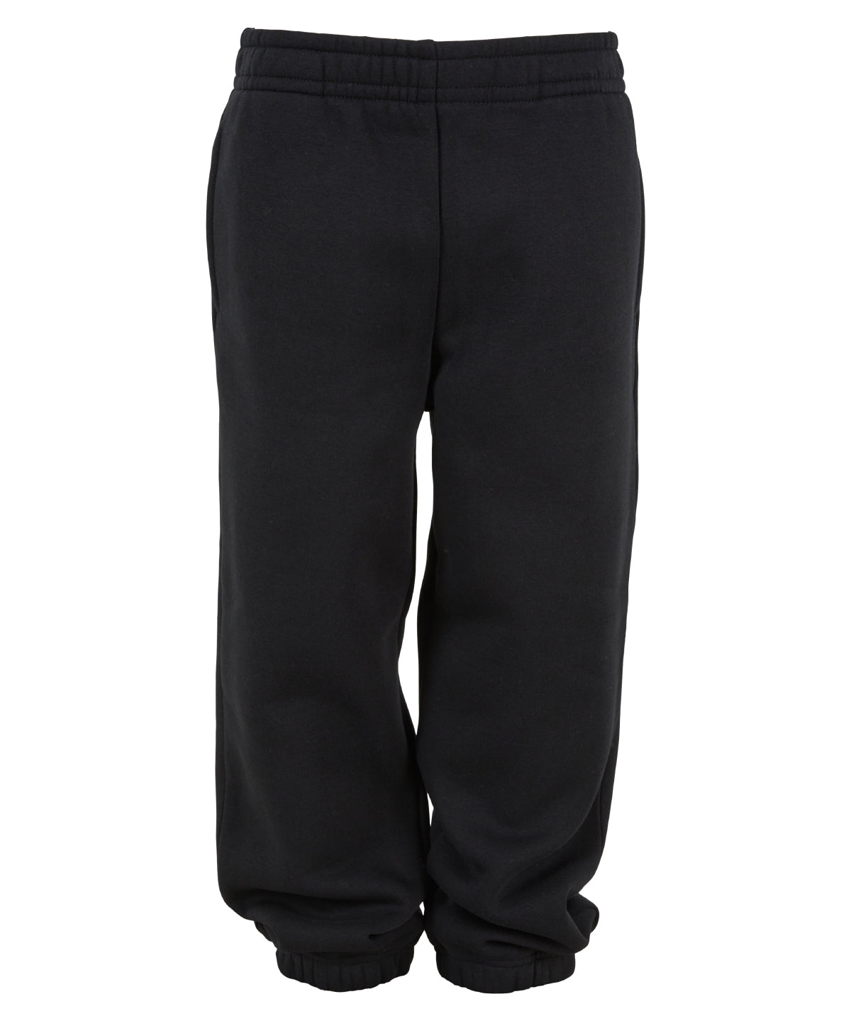 Build Your Brand Kids fluffy sweatpants in Black, front view