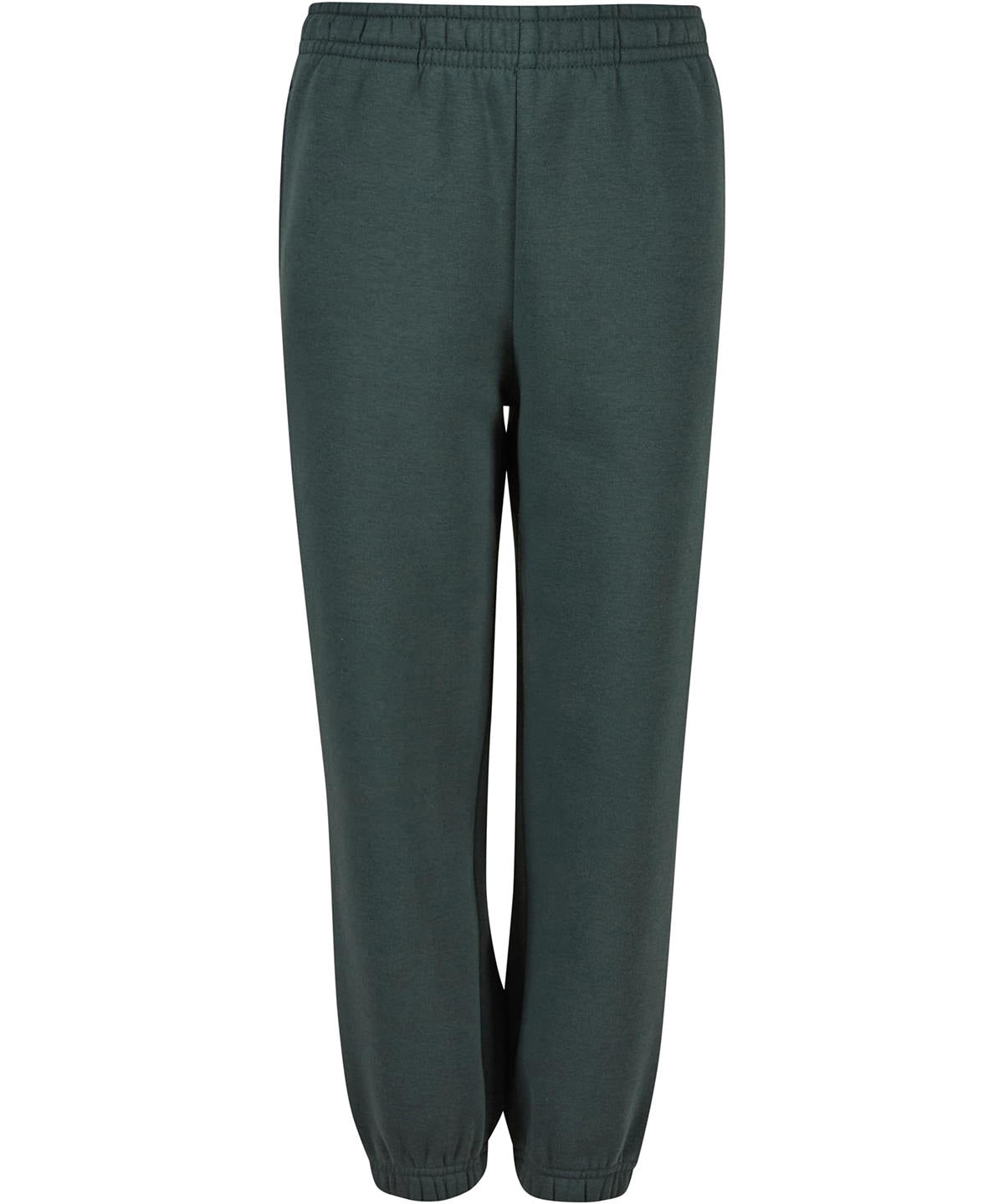 Build Your Brand Kids fluffy sweatpants in Bottle Green, front view