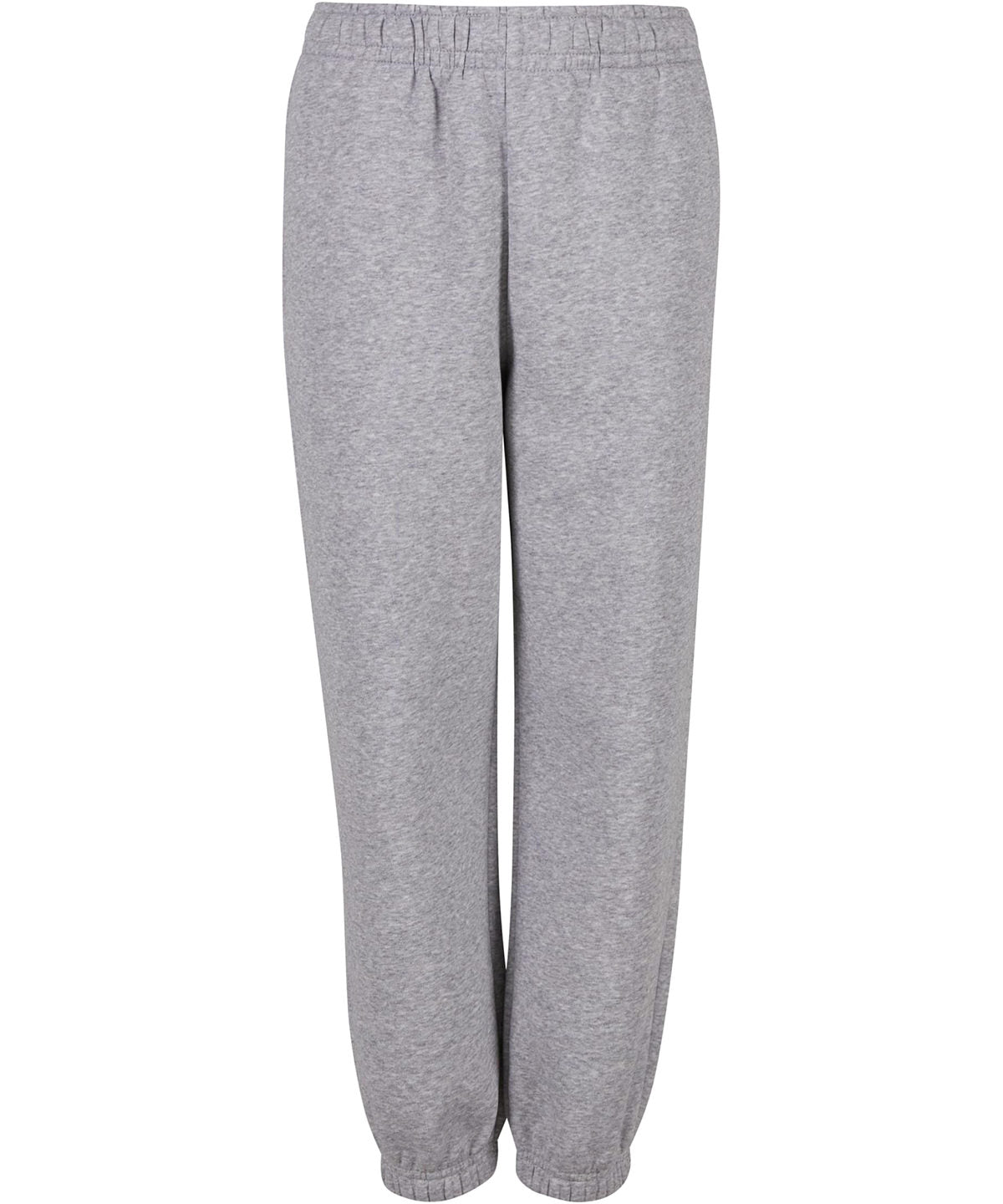 Build Your Brand Kids fluffy sweatpants in Heather Grey, front view