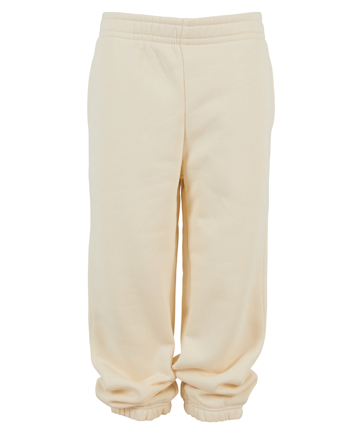 Build Your Brand Kids fluffy sweatpants in White Sand, front view