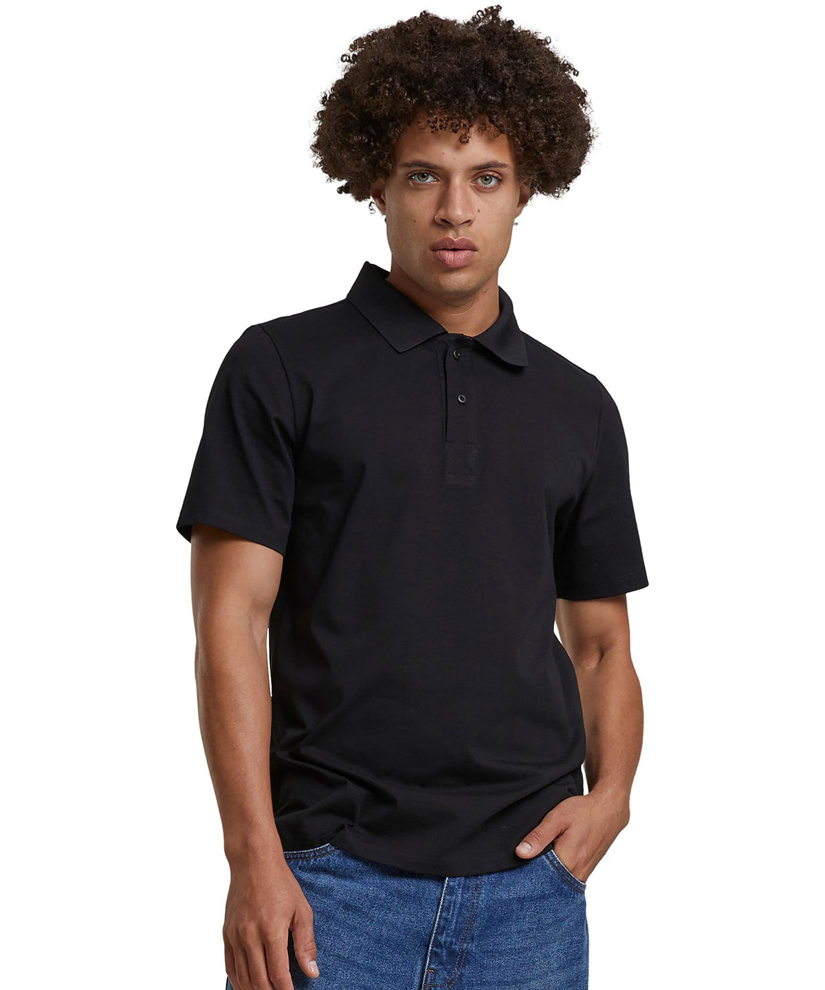 Build Your Brand Sorona polo tee, lifestyle photo