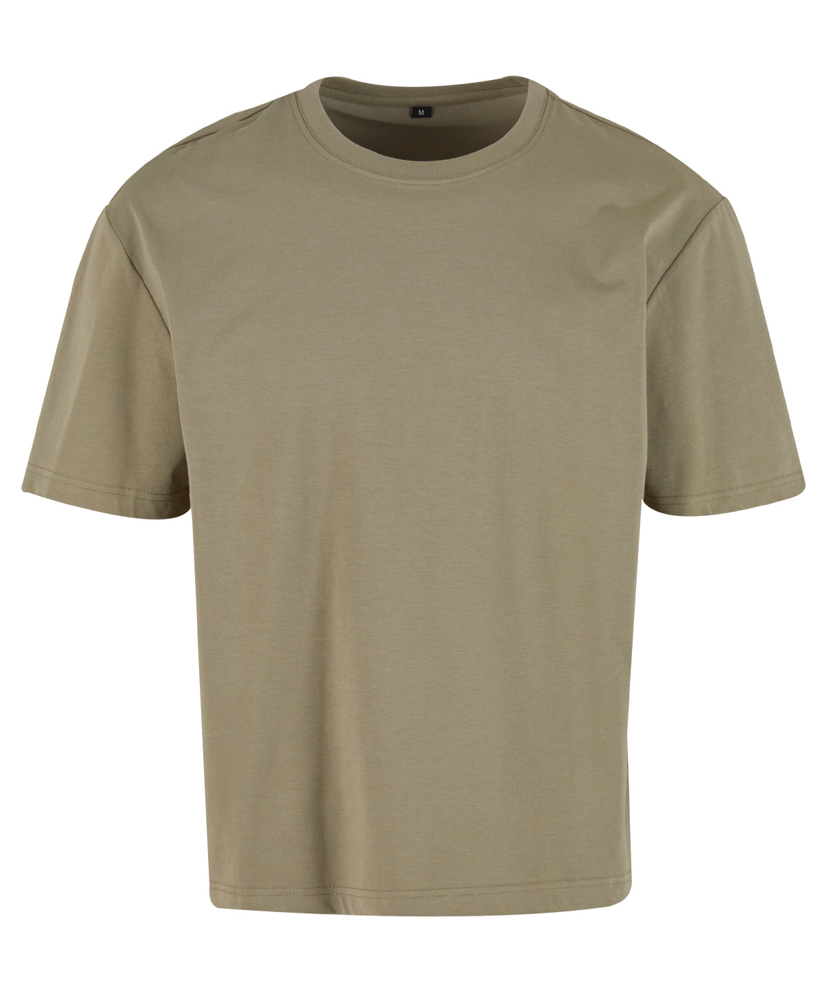 Build Your Brand Sorona loose-fit tee in Pale Olive, front view