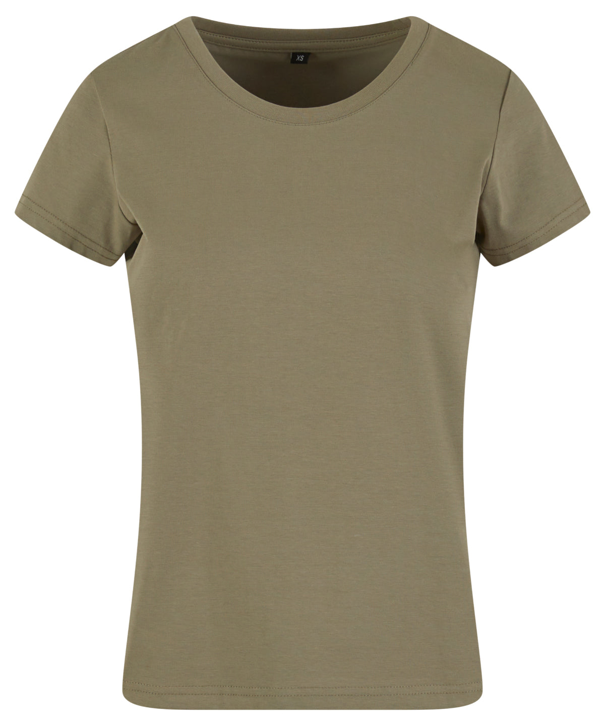 Build Your Brand Women’s Sorona regular tee in Pale Olive, front view