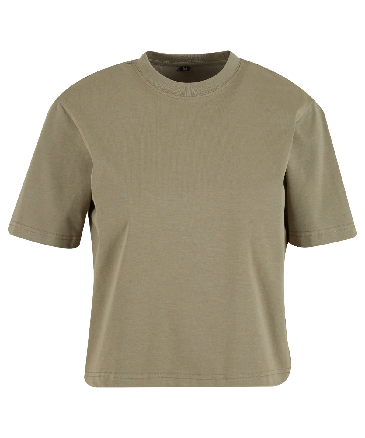 Build Your Brand Women’s Sorona loose-fit tee in Pale Olive, front view
