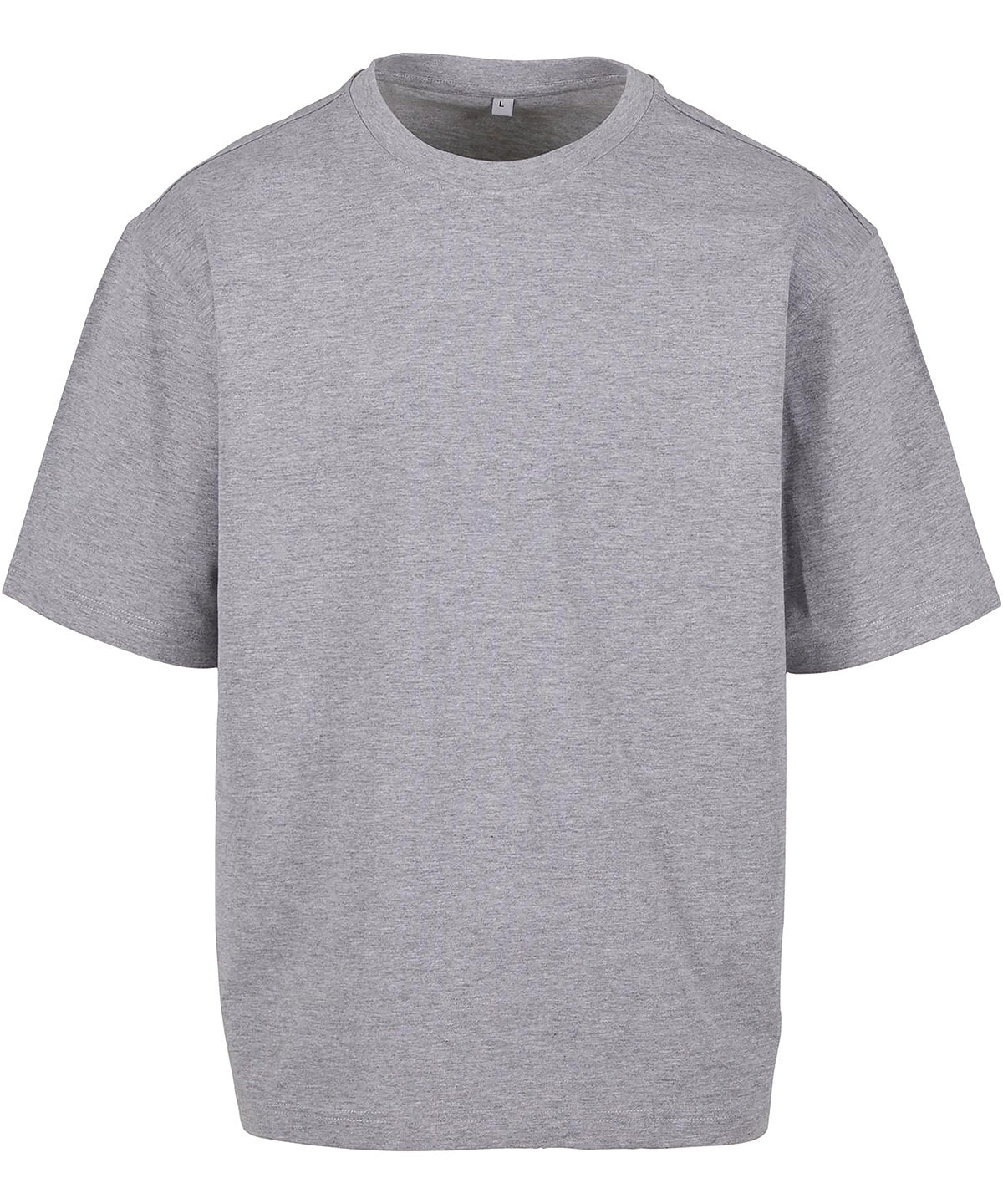 Build Your Brand Loose-fit tee in Heather Grey, front view