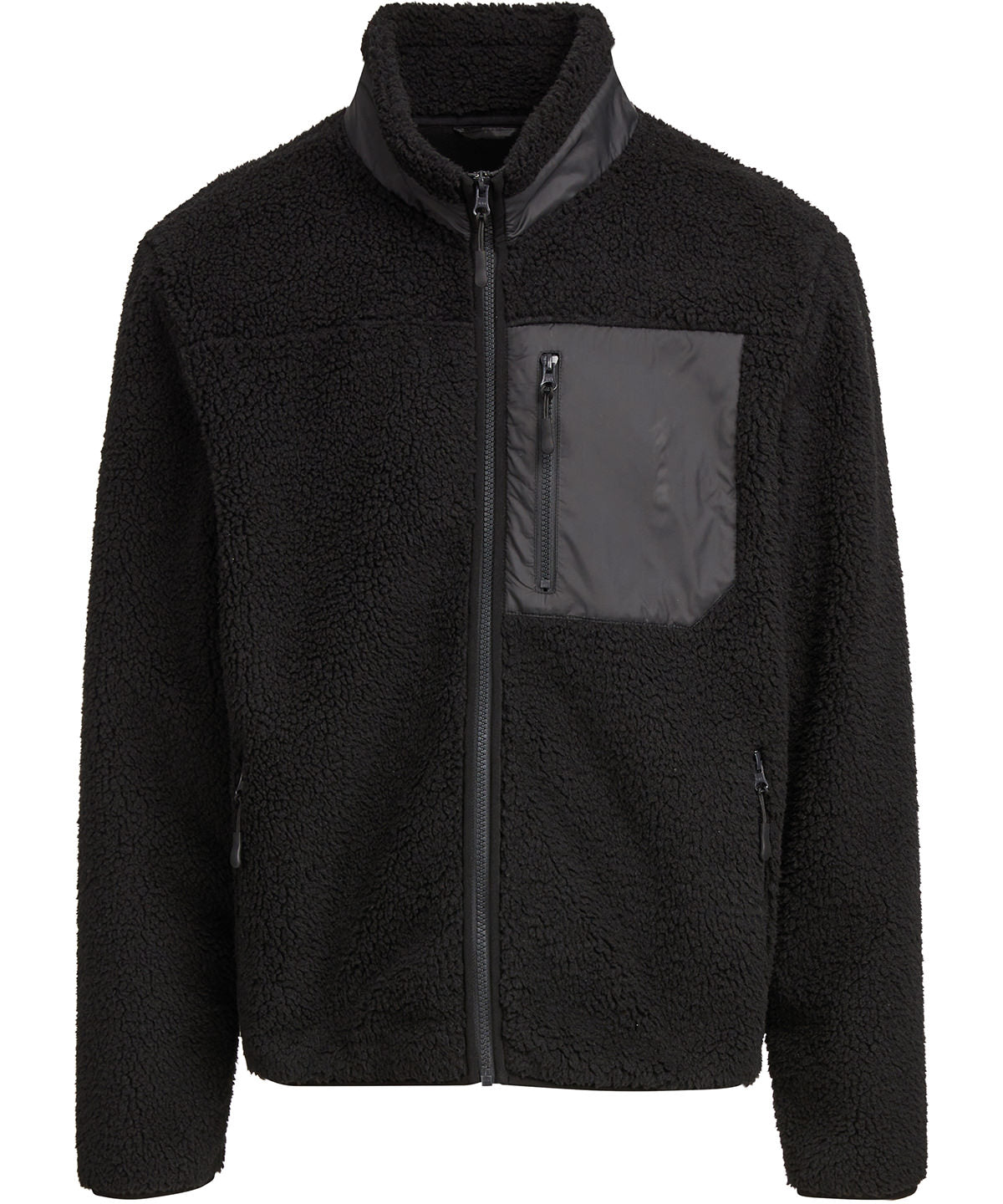 Build Your Brand Bonded sherpa jacket in Black, front view