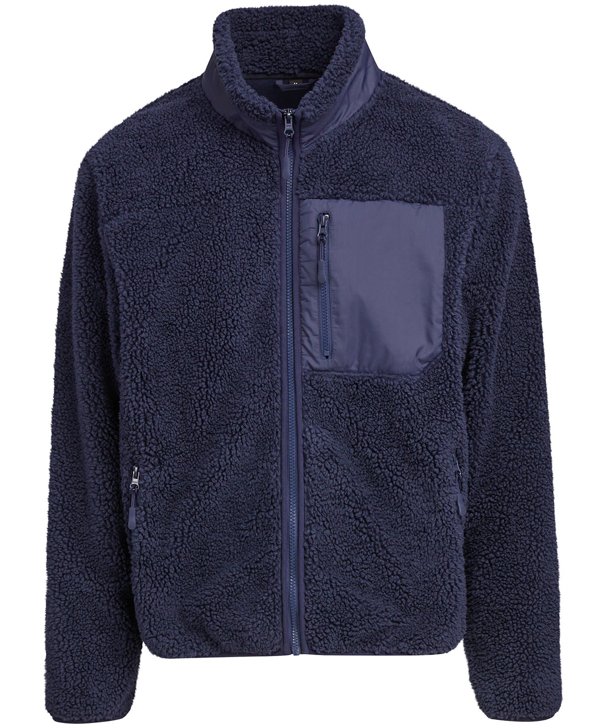 Build Your Brand Bonded sherpa jacket in Navy, front view