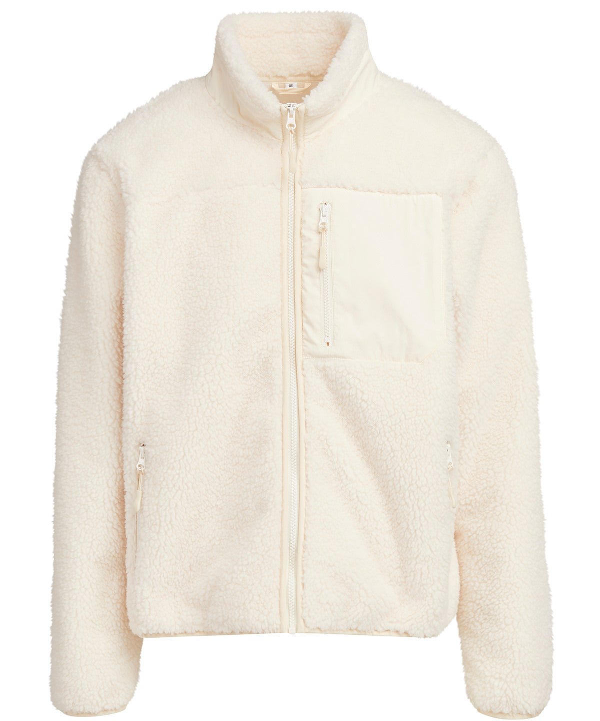 Build Your Brand Bonded sherpa jacket in White Sand, front view